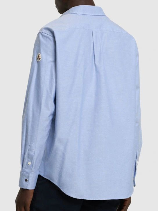 Moncler o1lsvrm0425 Embroidered Logo Cotton Oxford Shirt in Blue Size US M / EU 48-50 / 2 - 3 Thumbnail