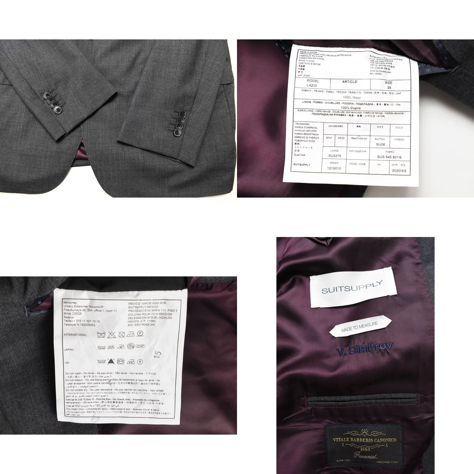 Suitsupply Suitsupply Lazio Suit Men's XL / W42 Single Breasted Wool Notch Lapel 2 in 1 Grey, 2 Piece, Regular Fit Mens Size 46R - 8 Thumbnail