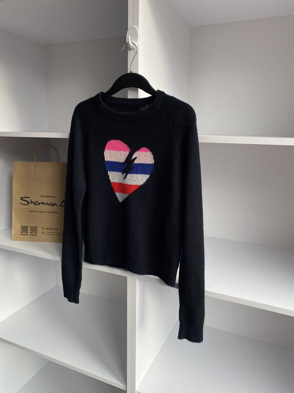 Vintage × Zadig & Voltaire Vintage Zadig & Voltaire Baly Heart Sweater Navy Cashmere Size XS / US 0-2 / IT 36-38 - 4 Thumbnail