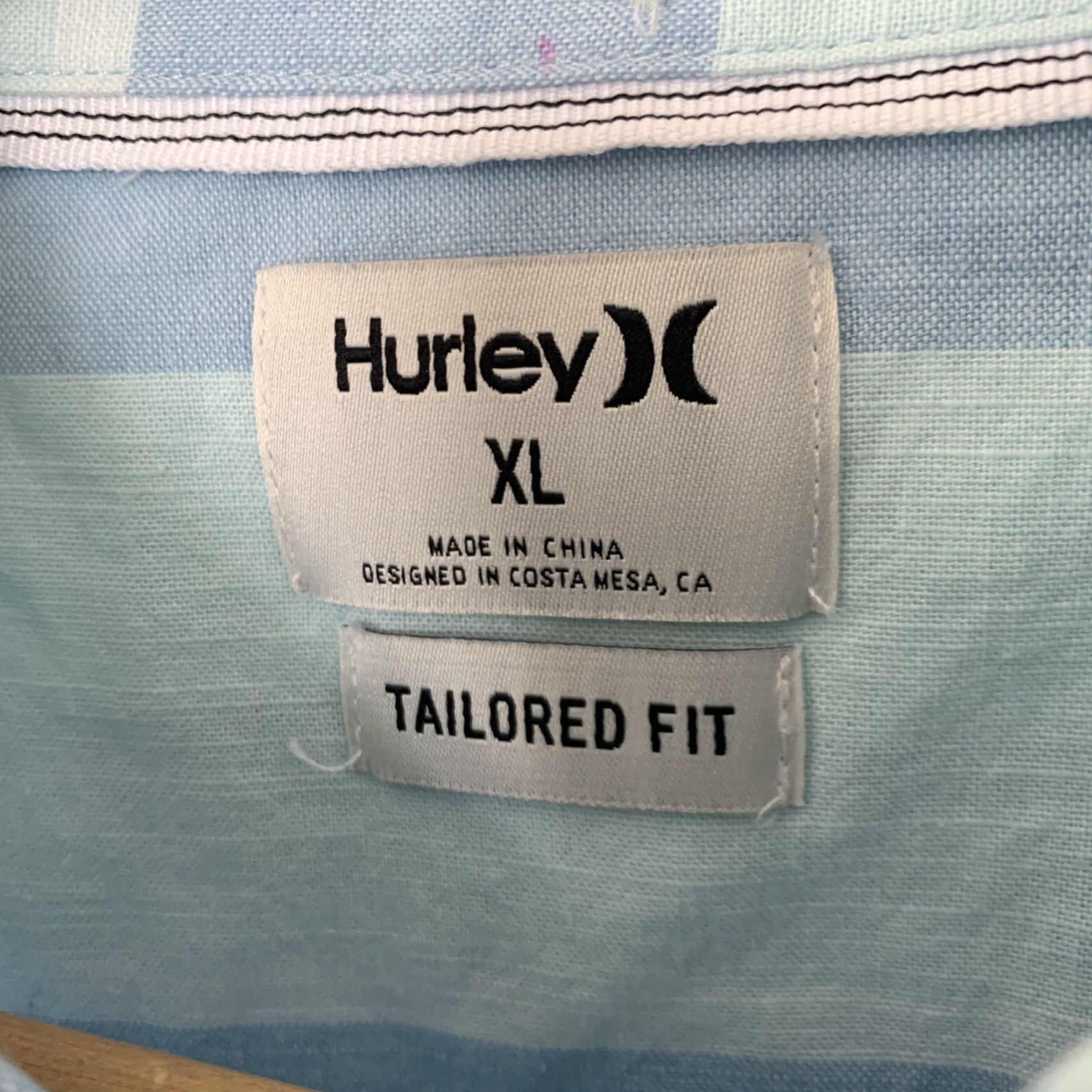 Hurley Hurley Shirt Mens XL Blue Blocked Stripe Woven Short Sleeve Button Front Cotton Size US XL / EU 56 / 4 - 2 Thumbnail
