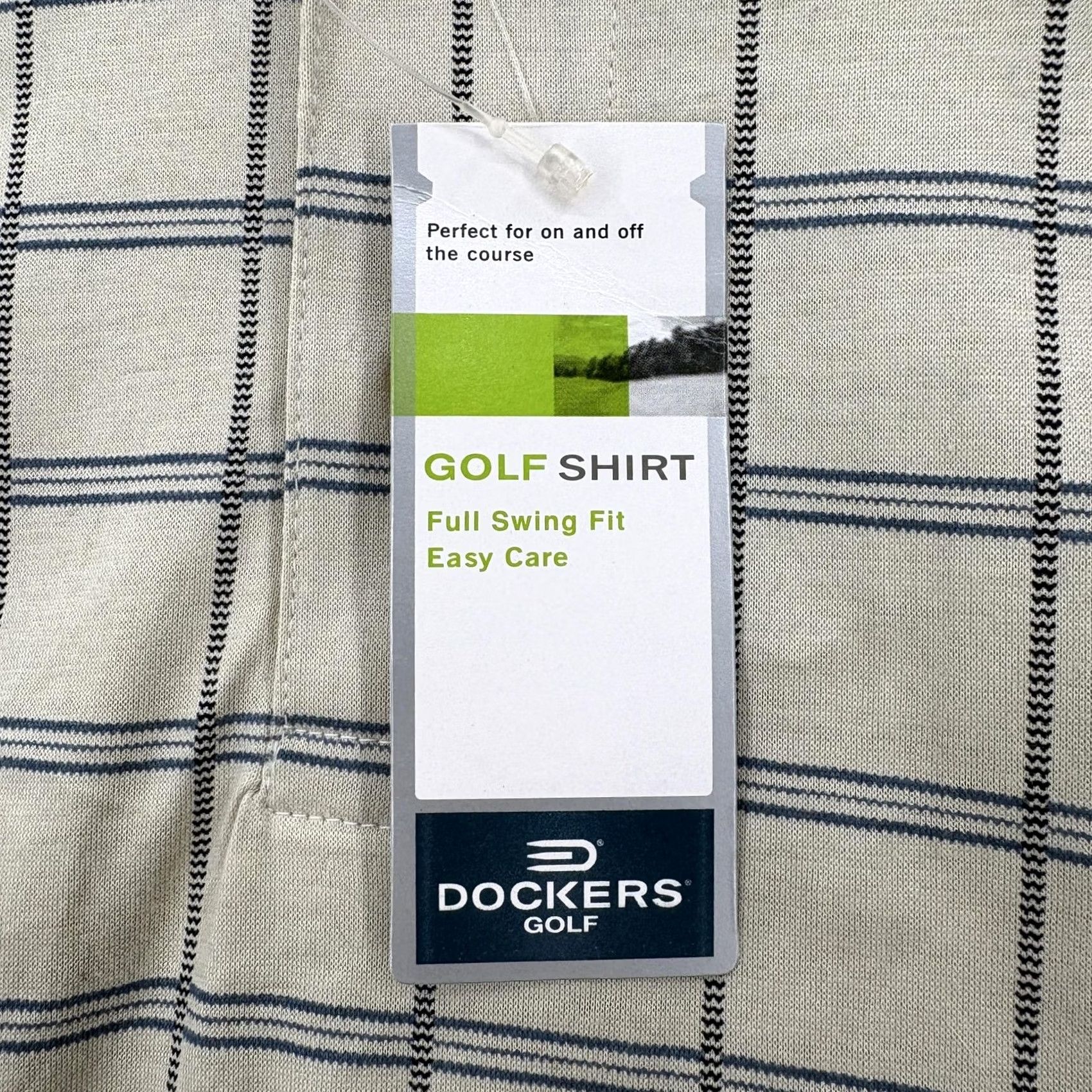 Dockers Dockers Golf Polo Shirt Mens Large Beige Check Easy Care Cotton Fit Size US L / EU 52-54 / 3 - 6 Thumbnail
