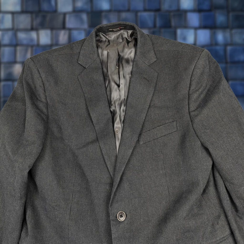 John Varvatos VINTAGE John Varvatos U.S.A. Blazer Mens 42R Gray Cotton Check Sport Coat Jacket Classic Size 42R - 1 Thumbnail