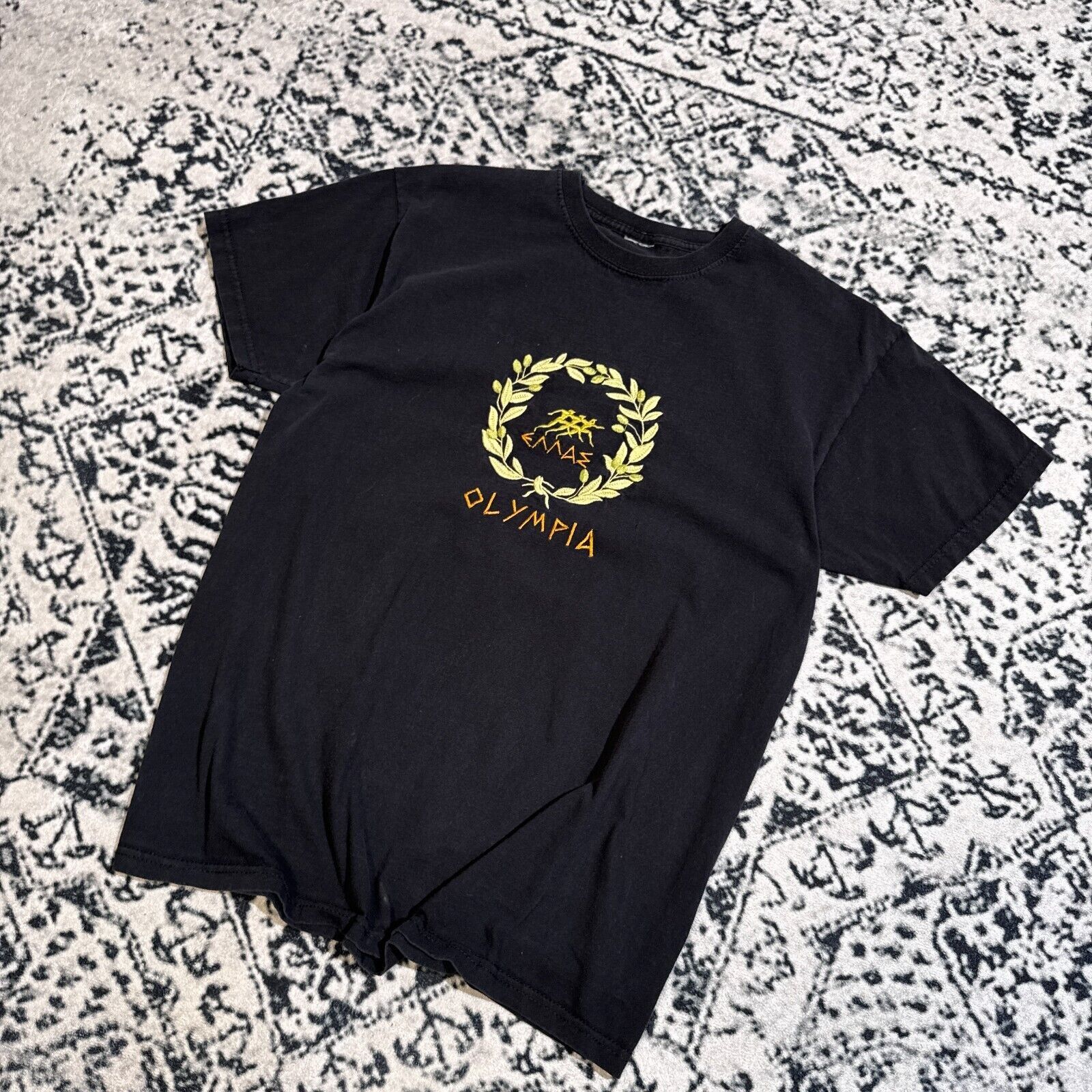 Vintage Vintage Black Cotton T-Shirt Size M Olympia Olymp Zeus 90s Size M / US 6-8 / IT 42-44 - 3 Thumbnail