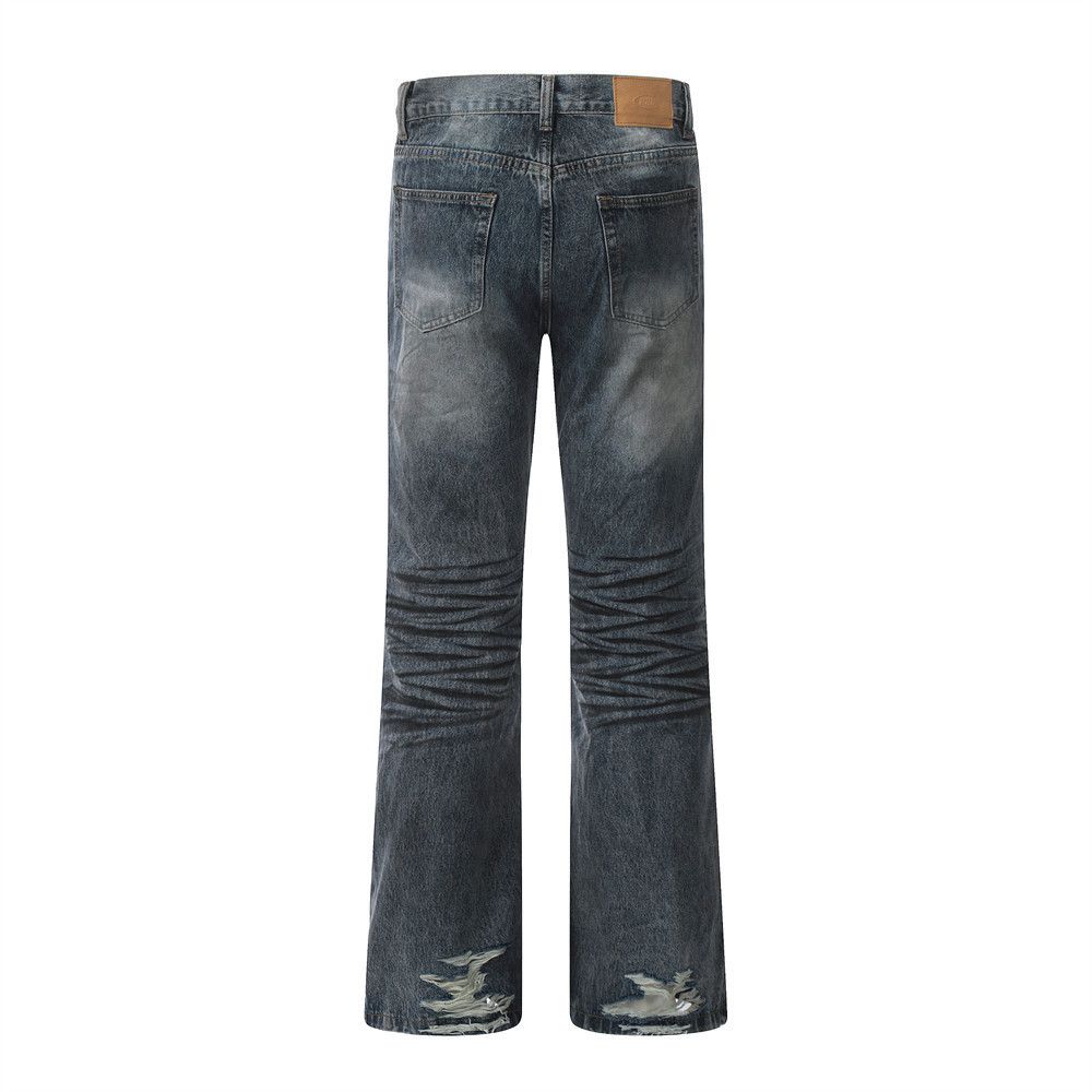 Washed Old Dirty Dye Straight Jeans Style
