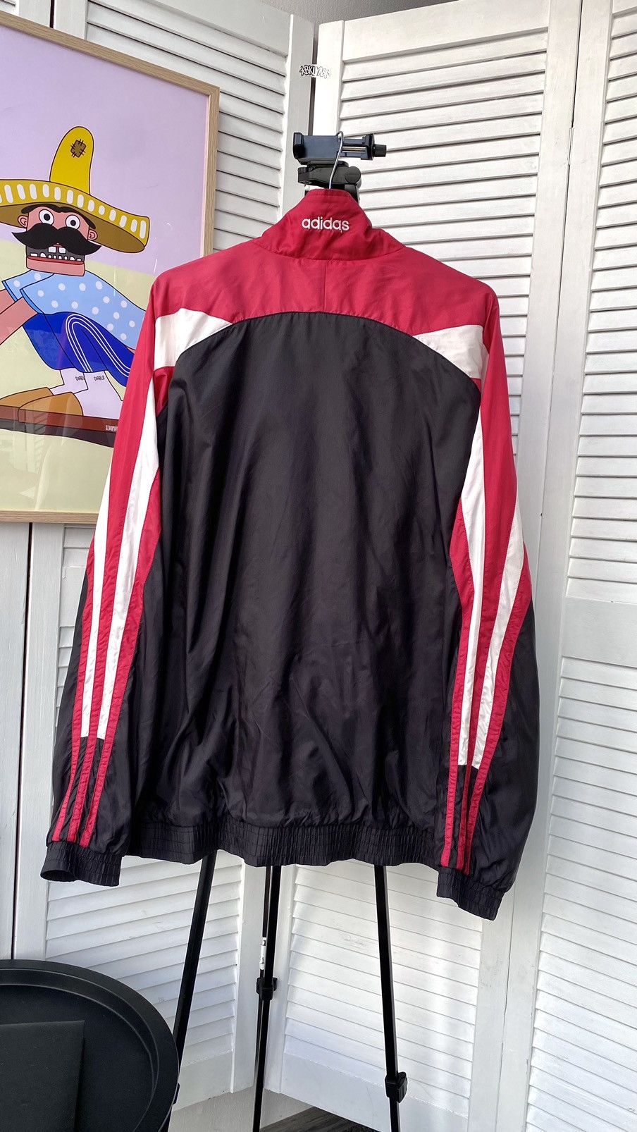 Adidas × Vintage Vintage Adidas Track Retro Jacket Nylon Striped 90s Red Size US L / EU 52-54 / 3 - 9 Thumbnail