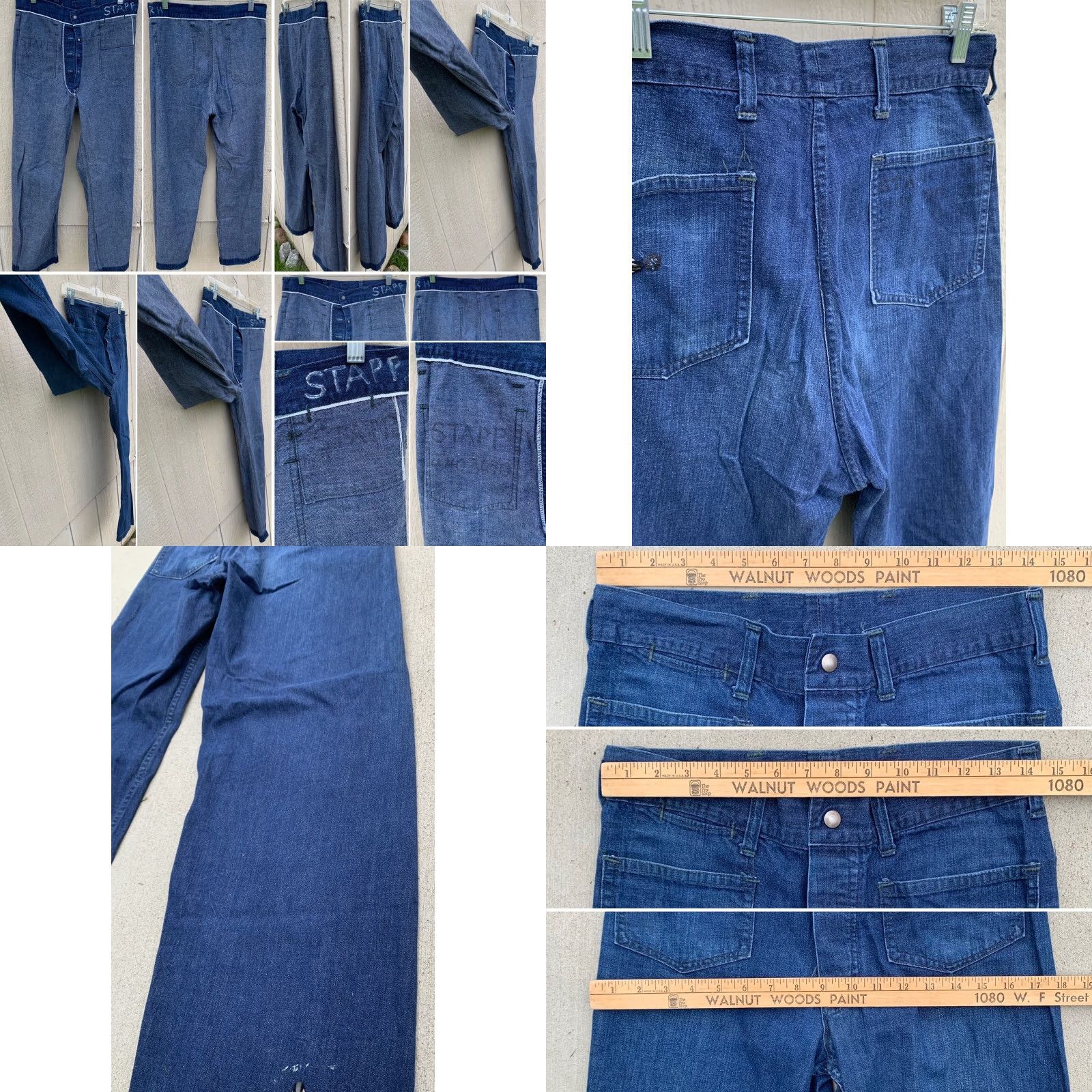 Denime VINTAGE US Navy jeans button fly selvedge denim sailor work chore 31 in waist Size US 31 - 8 Thumbnail