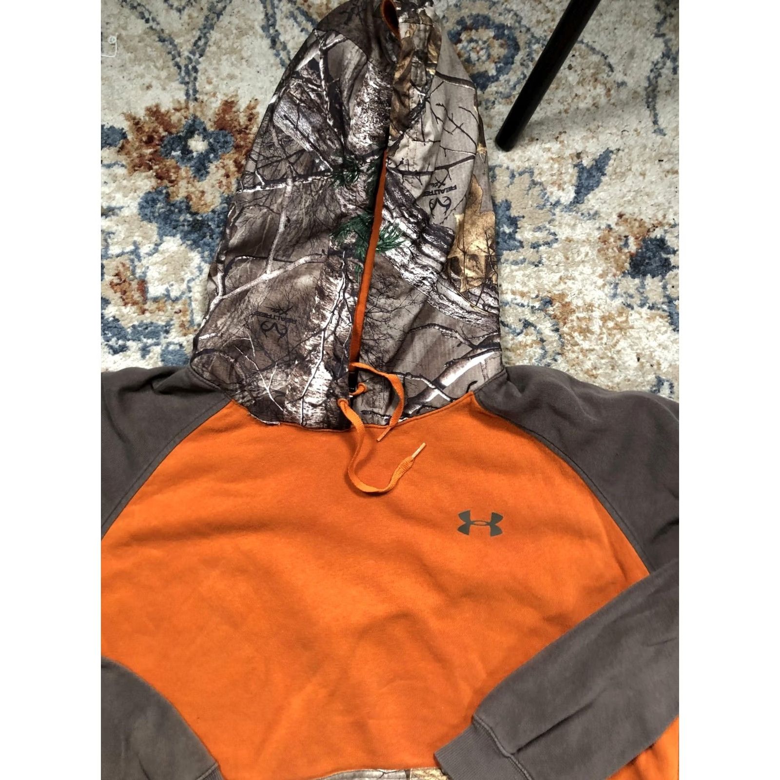 Under Armour Under Armour Hoodie Mens XL Orange Camouflage Fleece Kangaroo Pocket Logo Pullover Crew Neck Hooded Size US XL / EU 56 / 4 - 2 Thumbnail