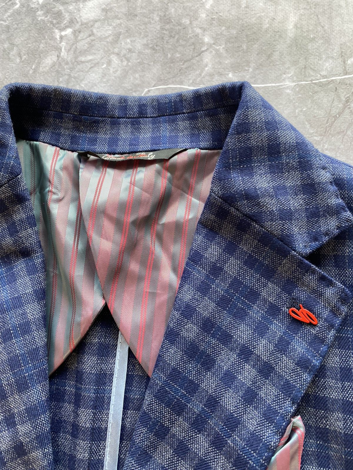 Designer Rare Linea Sartoriale Milano Check Thick Flannel Wool Blazer Size 52R - 8 Thumbnail