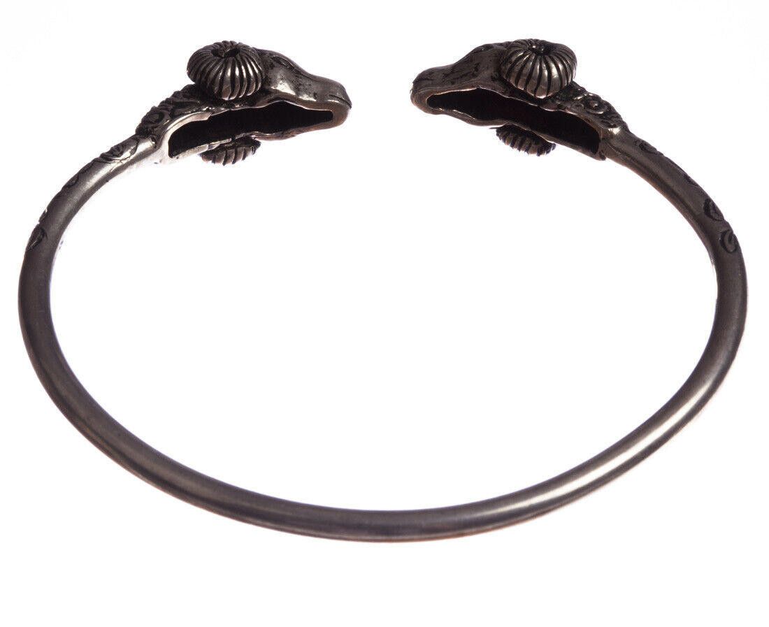 Designer Sterling Silver Thin Unisex Double Headed Ram Bracelet Size ONE SIZE - 5 Thumbnail