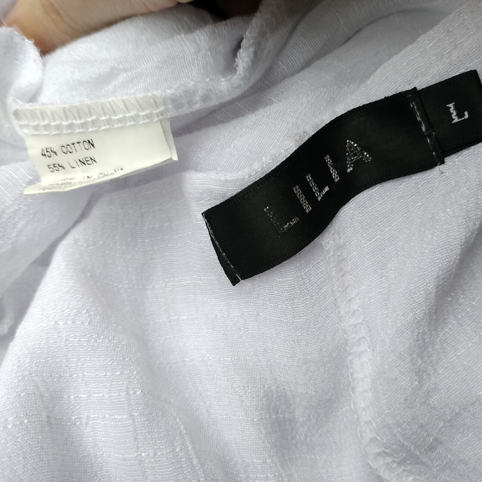 Designer Lilia Tunic Top White Linen Cotton Ethereal Size L / US 10 / IT 46 - 7 Thumbnail