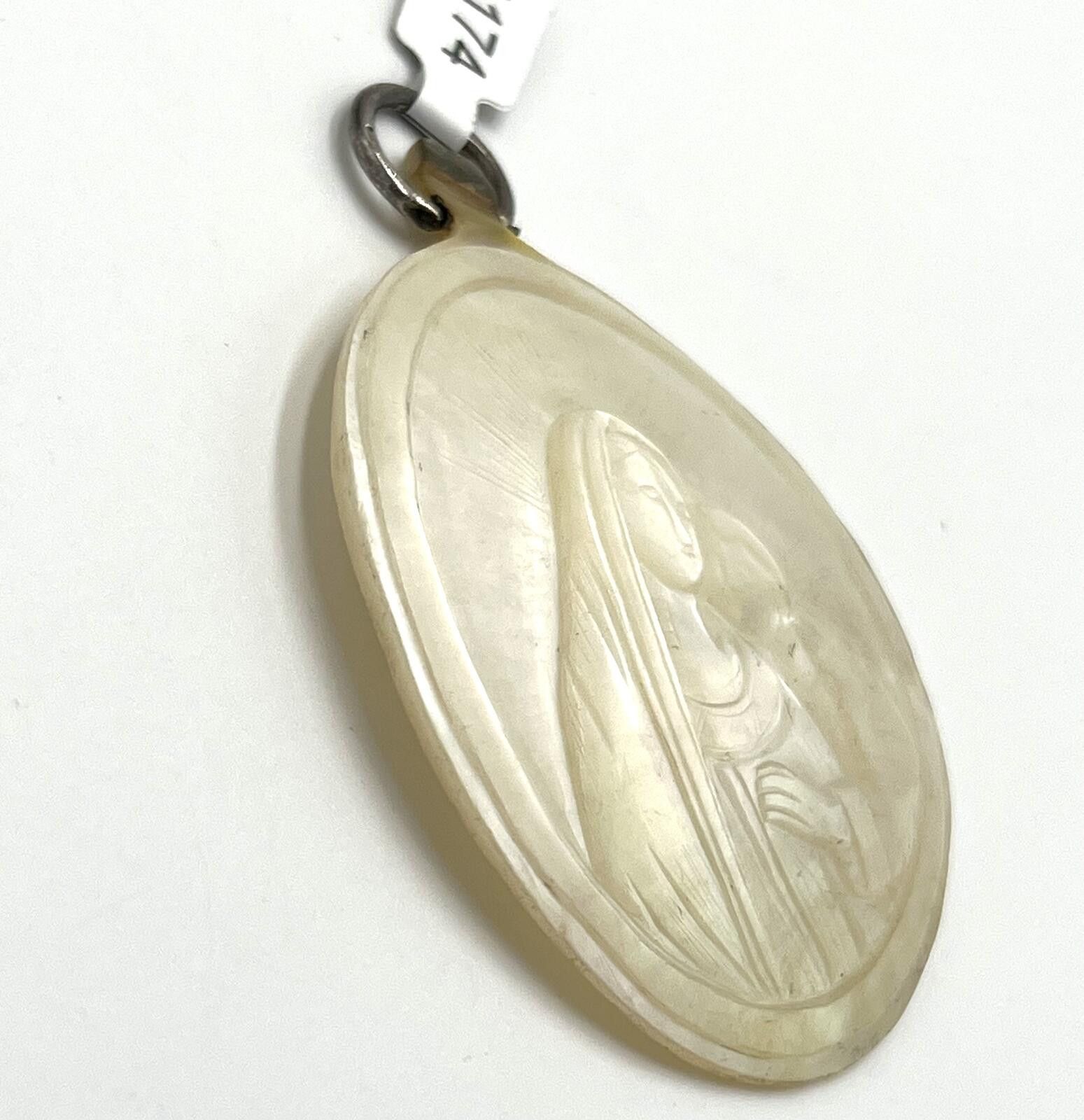Other Antique Large Carved MOP/MOC Mary/Jesus Sterling Pendant Size ONE SIZE - 5 Thumbnail