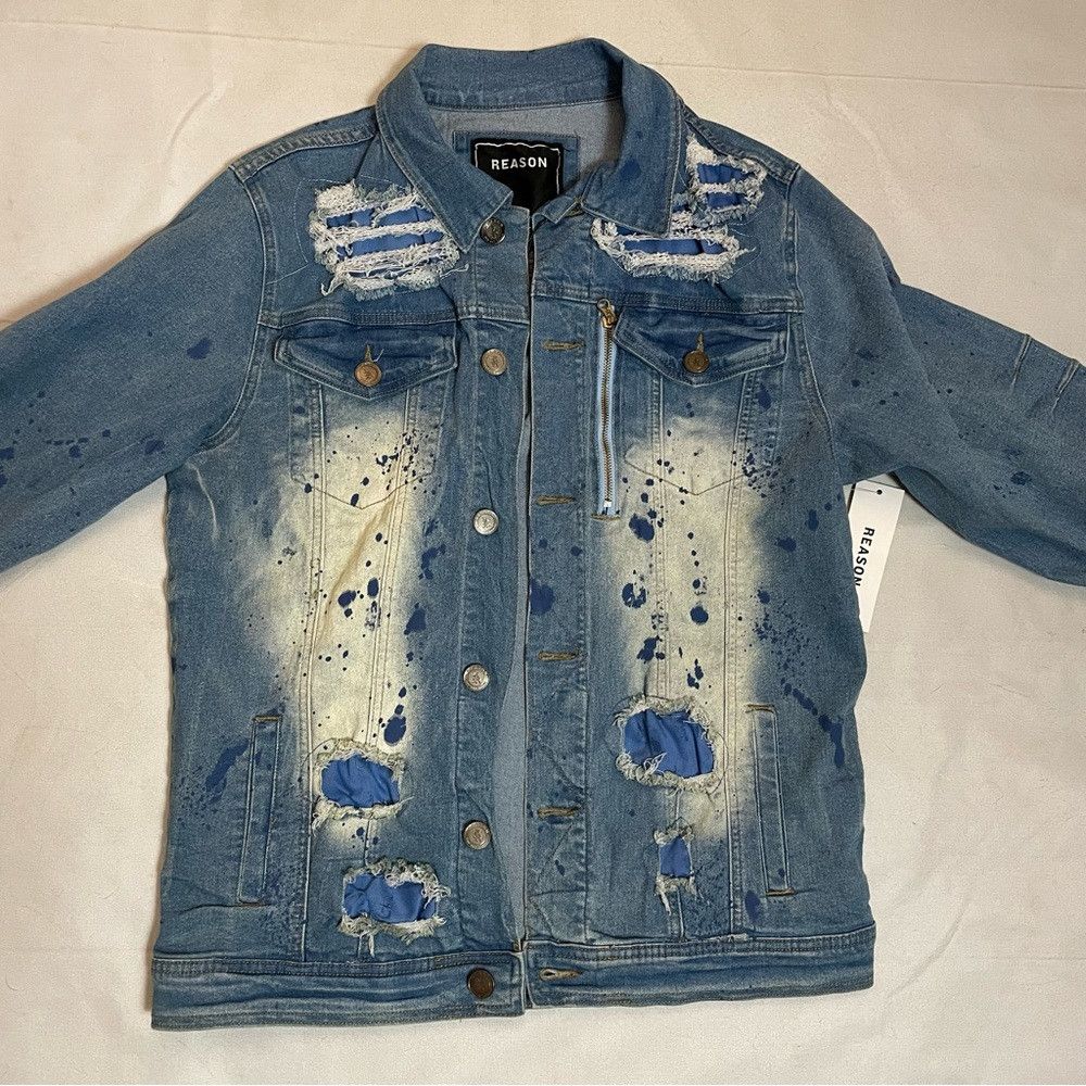 Reason NWT New Reason Paint Splatter Denim Jacket SIze M Size US M / EU 48-50 / 2 - 2 Thumbnail