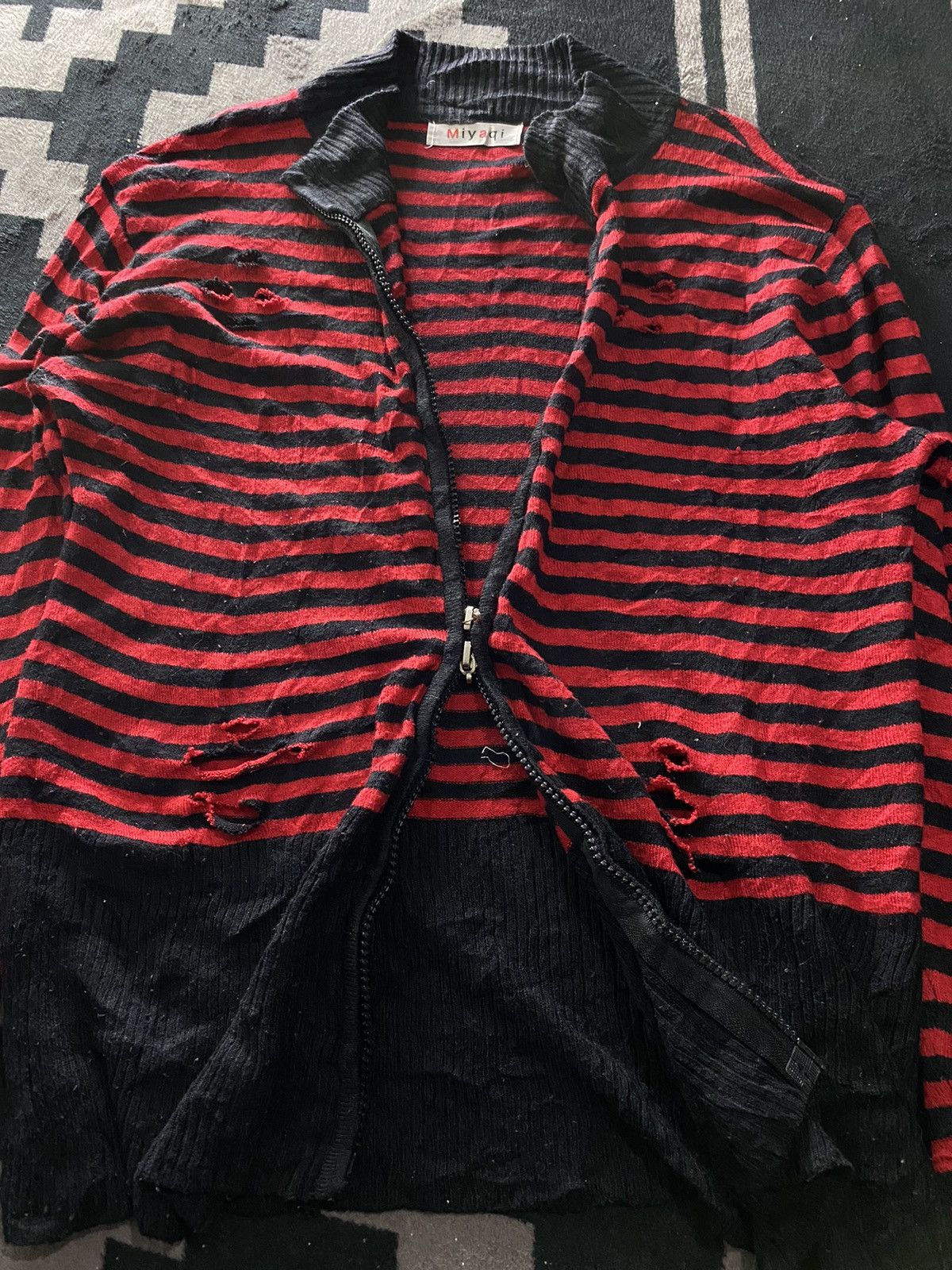 20471120 Vintage miyaqi striped distressed knit Size US S / EU 44-46 / 1 - 4 Thumbnail