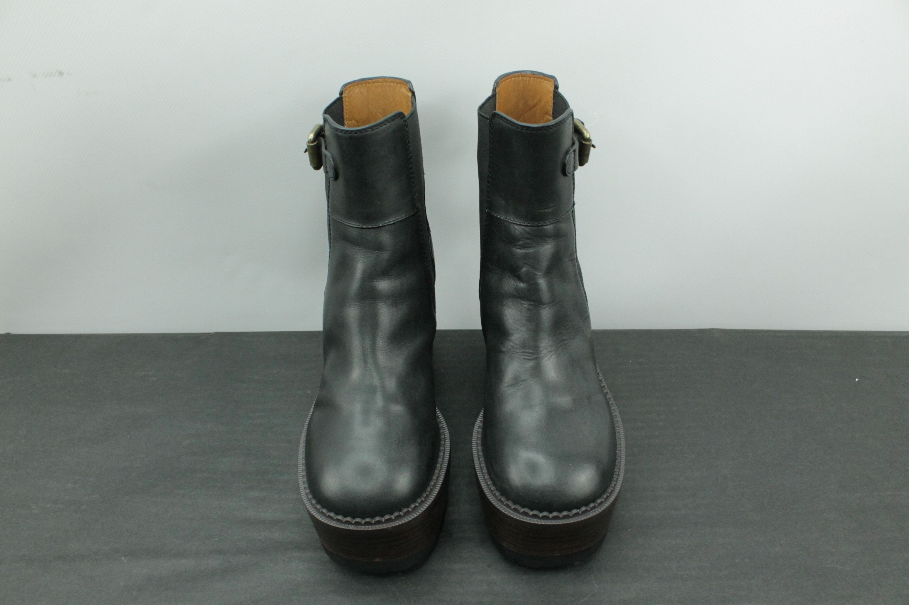 Chloe See By Chloé Block Heel Platform Black Leather Bootie Size US 5 / IT 35 - 3 Thumbnail