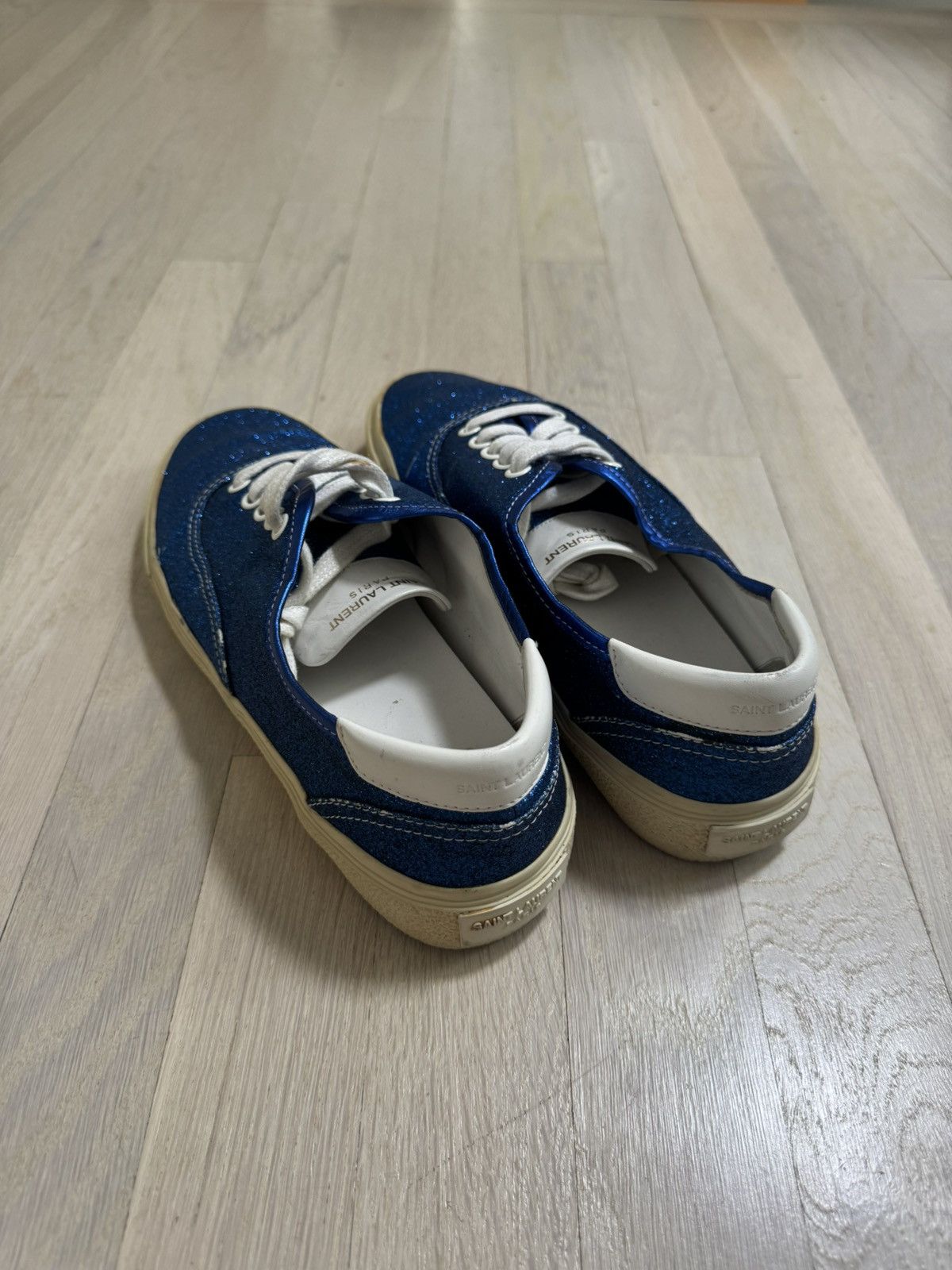 Saint Laurent Paris SS14 Hedi Era SLP Skate Shoe Blue Glitter Size US 8 / EU 41 - 4 Thumbnail