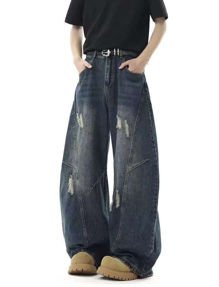 Jean × Vintage Distressed Baggy Streetwear Design Jeans Size US 31 - 2 Thumbnail