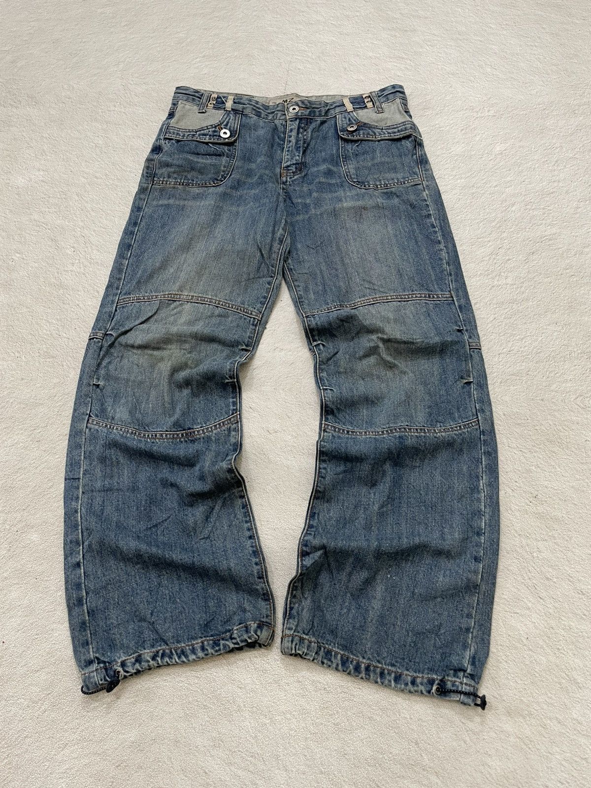 Japanese Brand 2000s Marzo Japanese Denim Dirty Washed Cargo Jeans Y2K Size US 32 / EU 48 - 1 Thumbnail