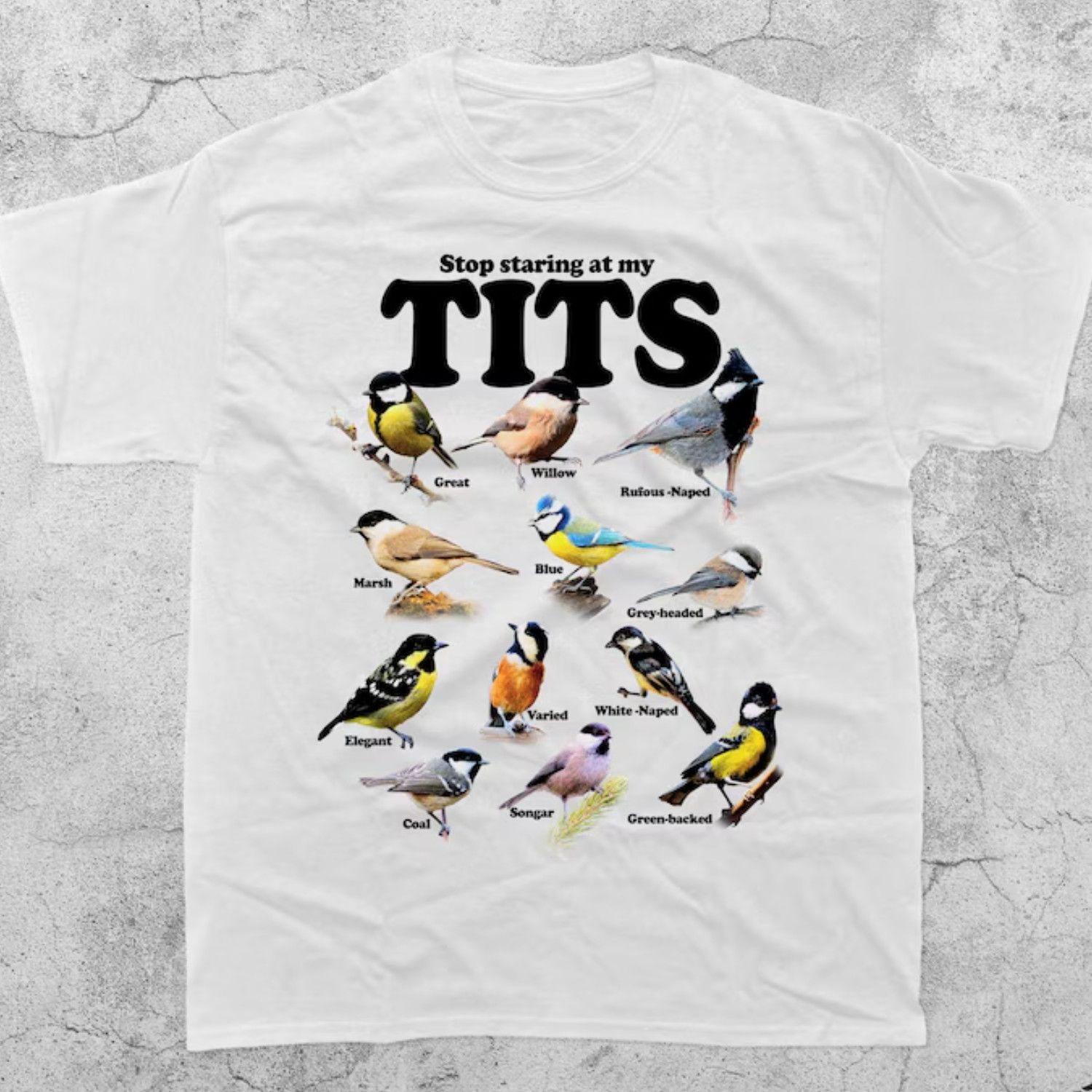 Japanese Brand Tit Birds Vintage 90s T-Shirt, Funny Retro Y2K Graphic Tee Size US L / EU 52-54 / 3 - 1 Thumbnail