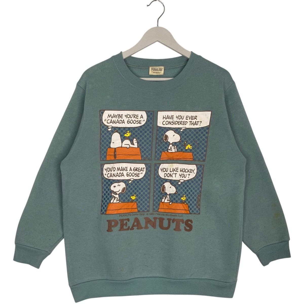 Vintage Vintage Peanuts Printed Crewneck Sweatshirt Green Size L Size US L / EU 52-54 / 3 - 1 Thumbnail