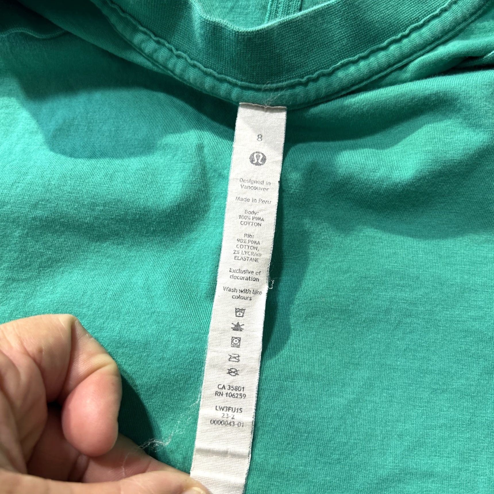 Lululemon Lululemon Women's 8 T-Shirt Green Classic Fit Cotton Blend LW3FU1S Size M / US 6-8 / IT 42-44 - 7 Thumbnail