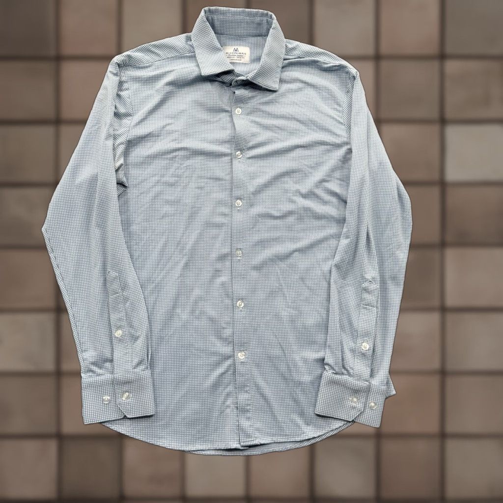 Mizzen+Main Mizzen+Main Shirt Men Medium Trim Fit Blue Check Polyester Spandex Performance Stretch, Long Sleeve, Button-Up, Collared, Casual Size US M / EU 48-50 / 2 - 1 Thumbnail
