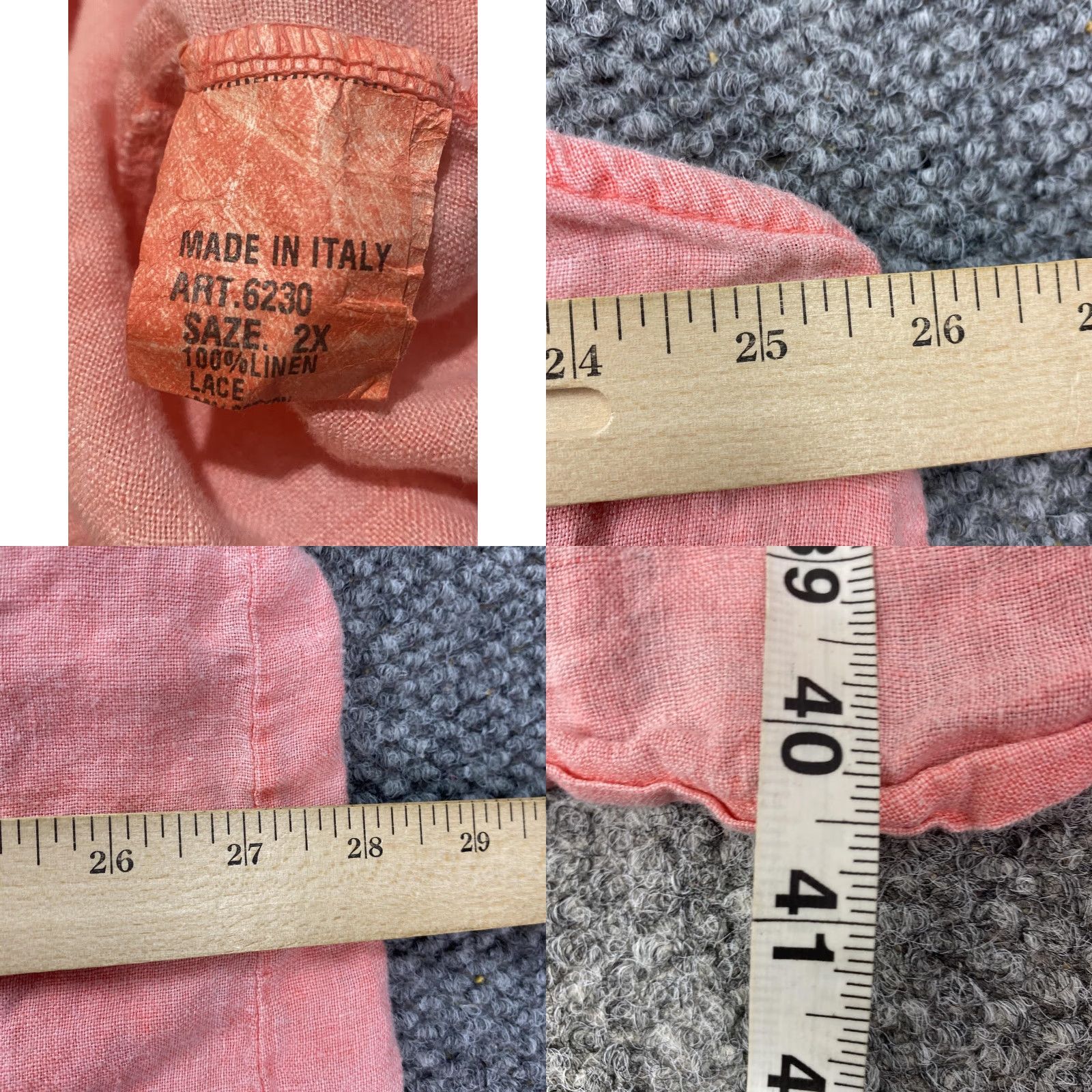 Vintage Alessia Pacini Shirt 2X Coral Linen Lace Sleeveless Tunic Flowy Italy Womens Size XXL / US 16-18 / IT 52-54 - 8 Thumbnail