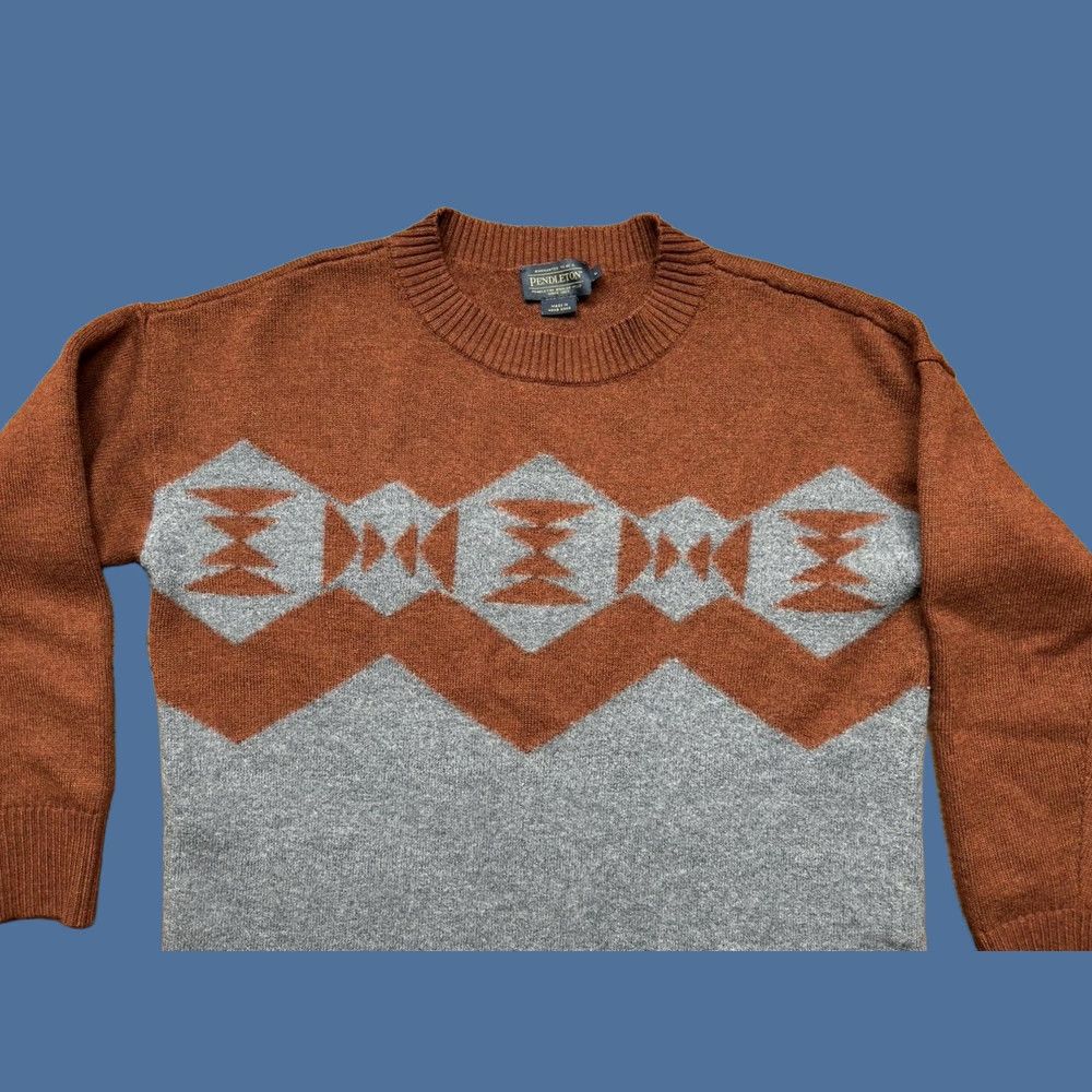 Pendleton Pendleton Women’s Sonora Aztec Sweater Merino Wool Pullover Large Orange 100% Wool Mens Womens Girls Boys Size L / US 10 / IT 46 - 1 Thumbnail