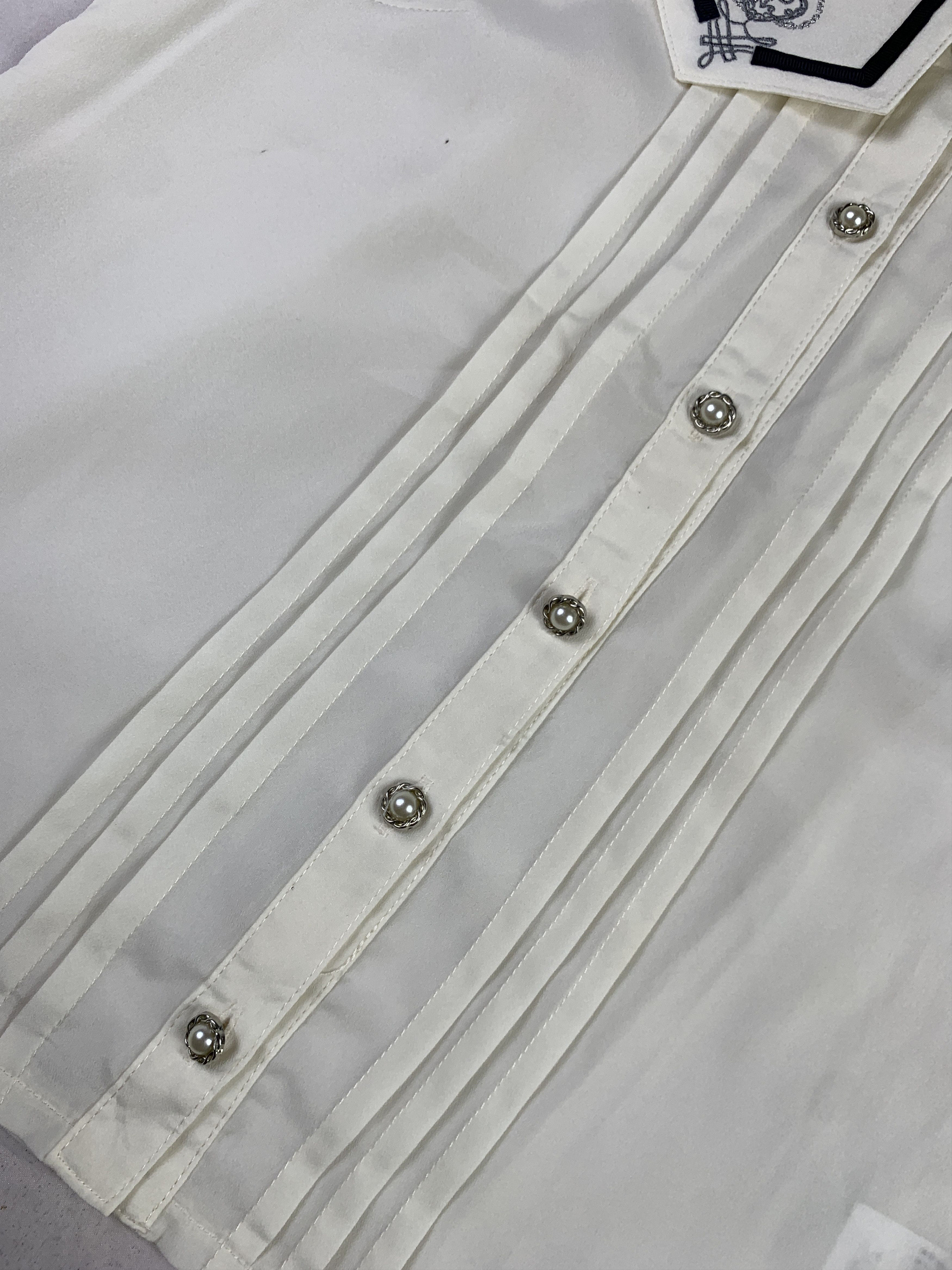 Japanese Brand axes Femme White Maid School Sheer Blouse (M) Size M / US 6-8 / IT 42-44 - 6 Thumbnail