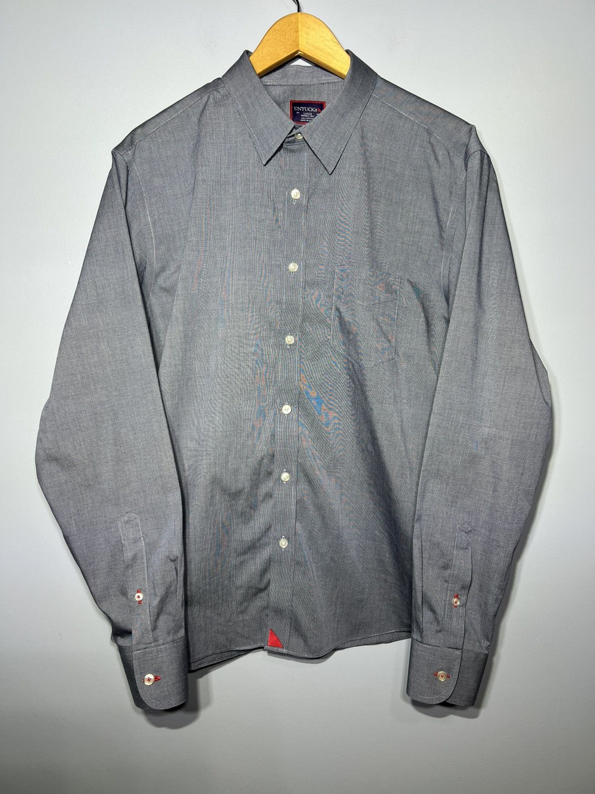 UNTUCKit UNTUCKIT Shirt Mens L Pio Cesare Wrinkle Free Button Up Gray Size US L / EU 52-54 / 3 - 2 Thumbnail