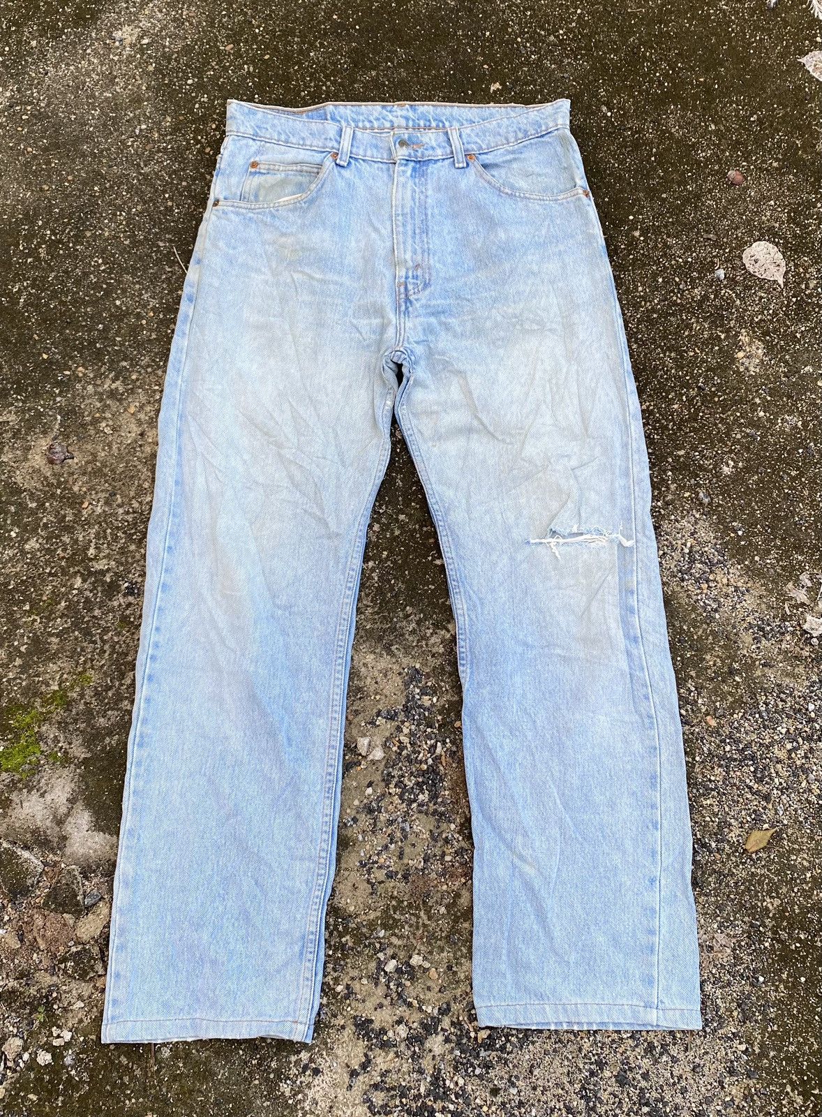 Levi's Vintage Levis 607 Orange Tab Stone Wash Distressed Denim Size US 33 - 1 Thumbnail