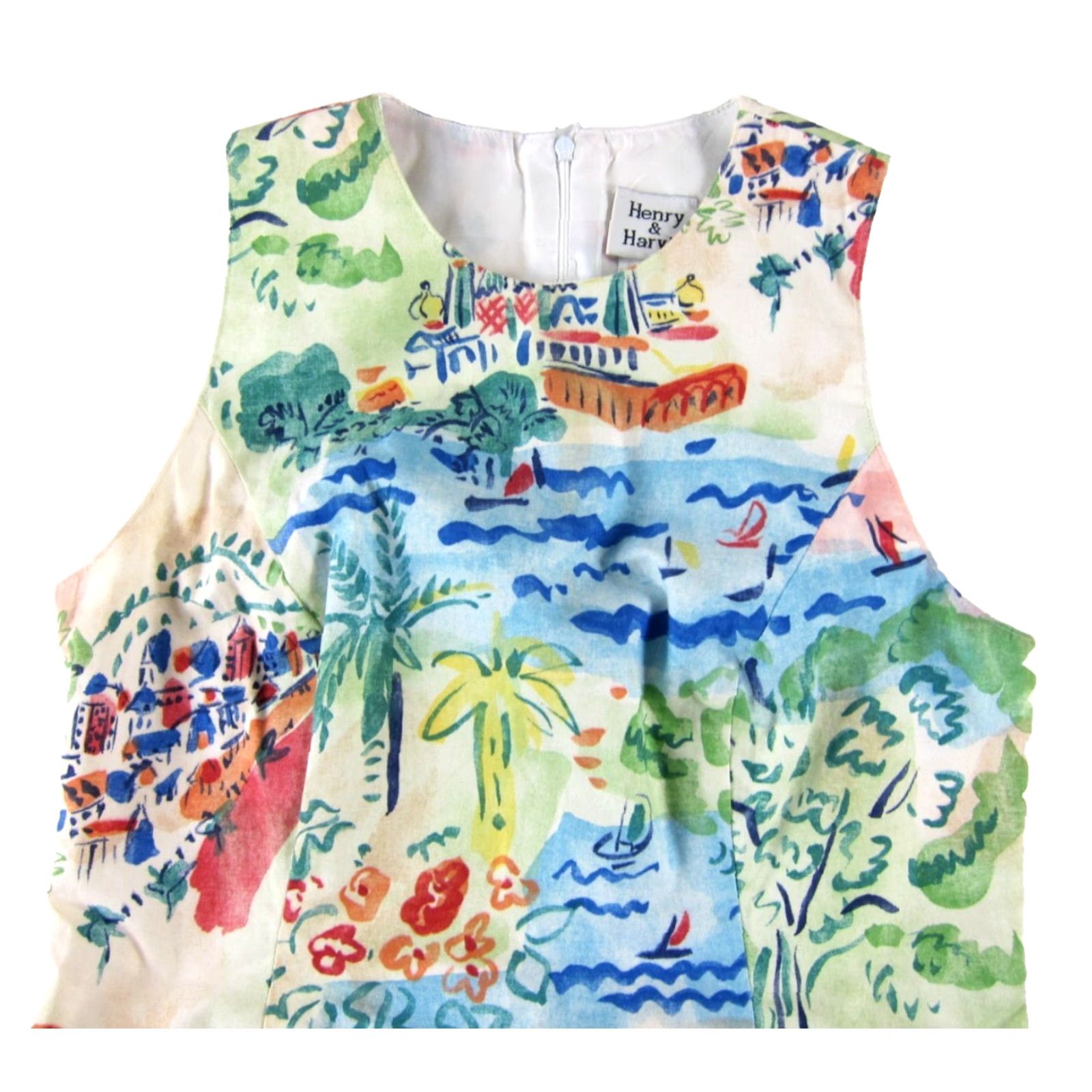 Vintage VINTAGE Henry & Harvie Green Floral Cotton Sleeveless Tank Dress M Size M / US 6-8 / IT 42-44 - 4 Thumbnail