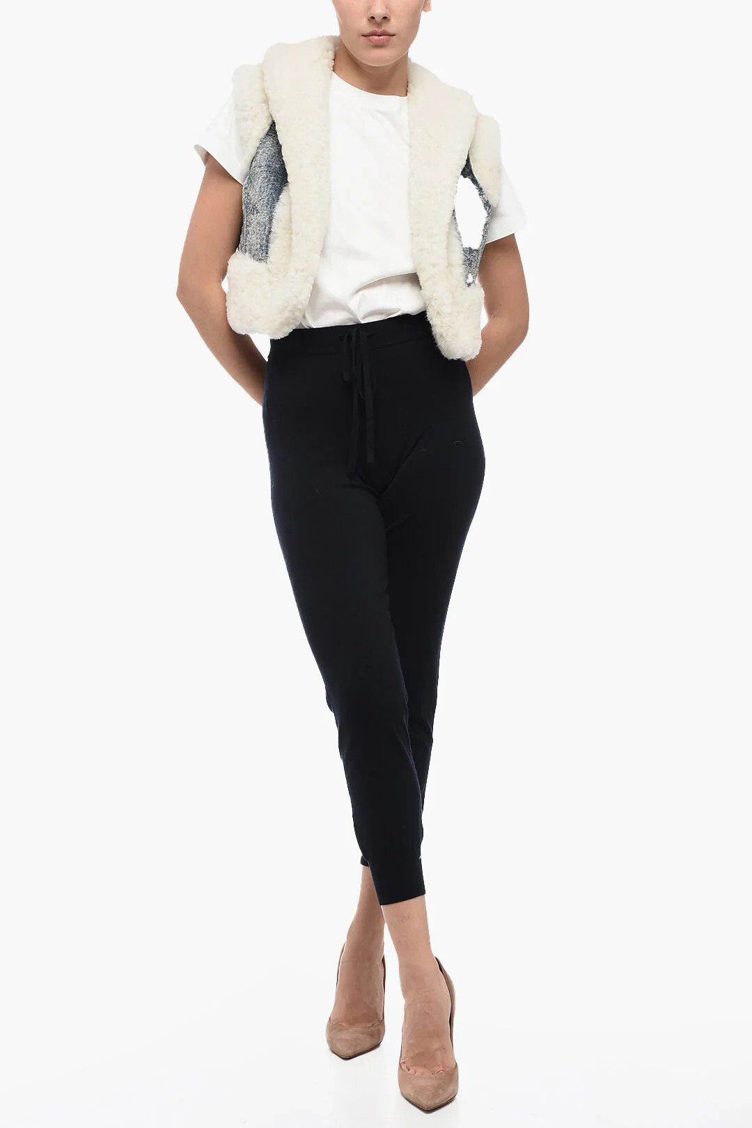 Dolce & Gabbana og1mm0426 Shearling Cropped-Fit Vest in Blue Size S / US 4 / IT 40 - 4 Thumbnail