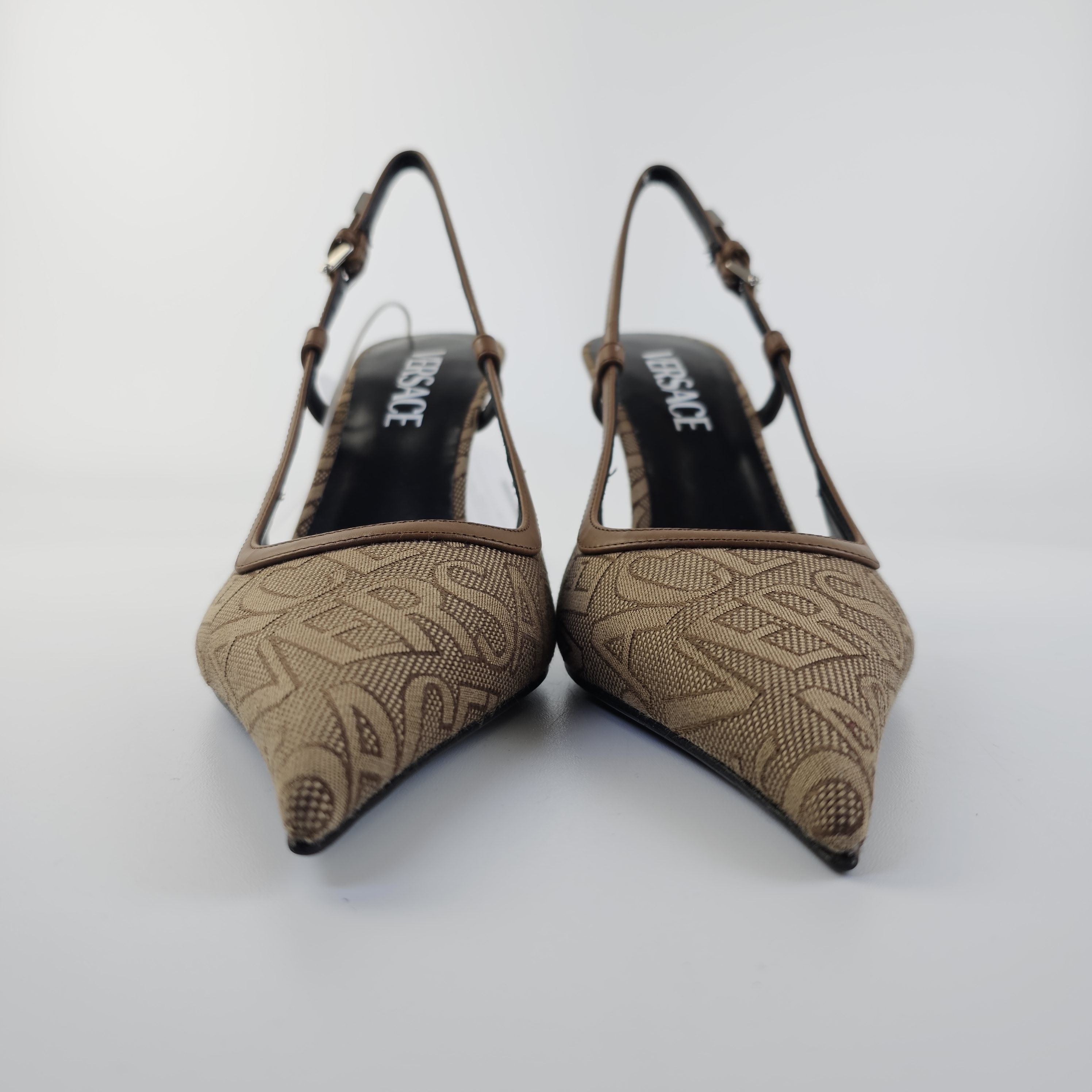 Versace Versace Greca 95mm Beige Slingback Pumps New Size US 5.5 / IT 35.5 - 5 Thumbnail