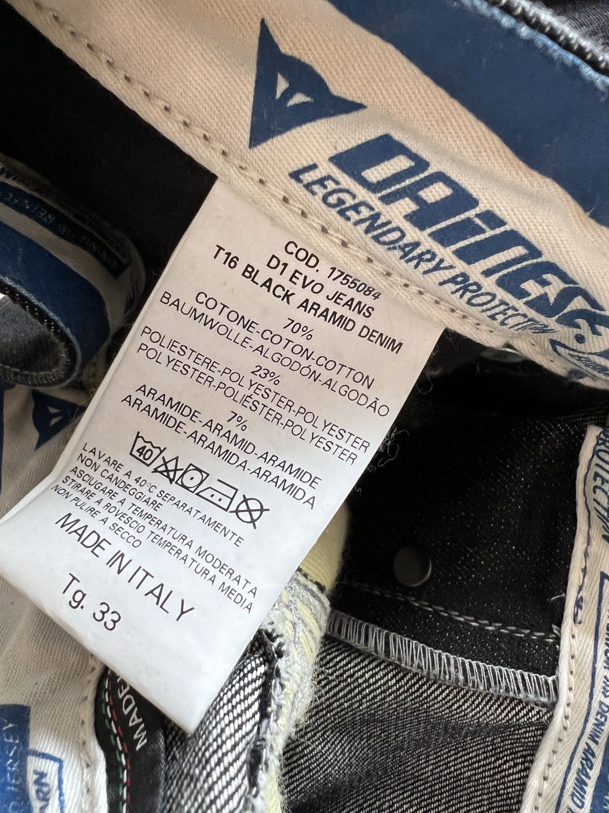 Dainese × Vintage Dainese Black Denim Motorcycle Jeans Pants Vintage Size US 33 - 11 Thumbnail