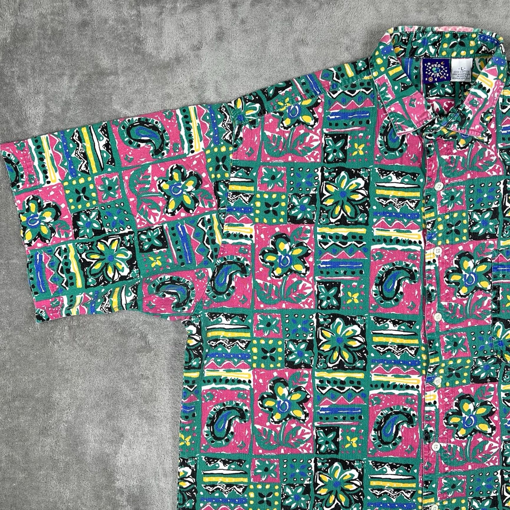 ESPIRIT VINTAGE Pro Spirit Men's Large Button Up Shirt Floral Pattern Hawaiian Retro 80s Size US L / EU 52-54 / 3 - 2 Thumbnail