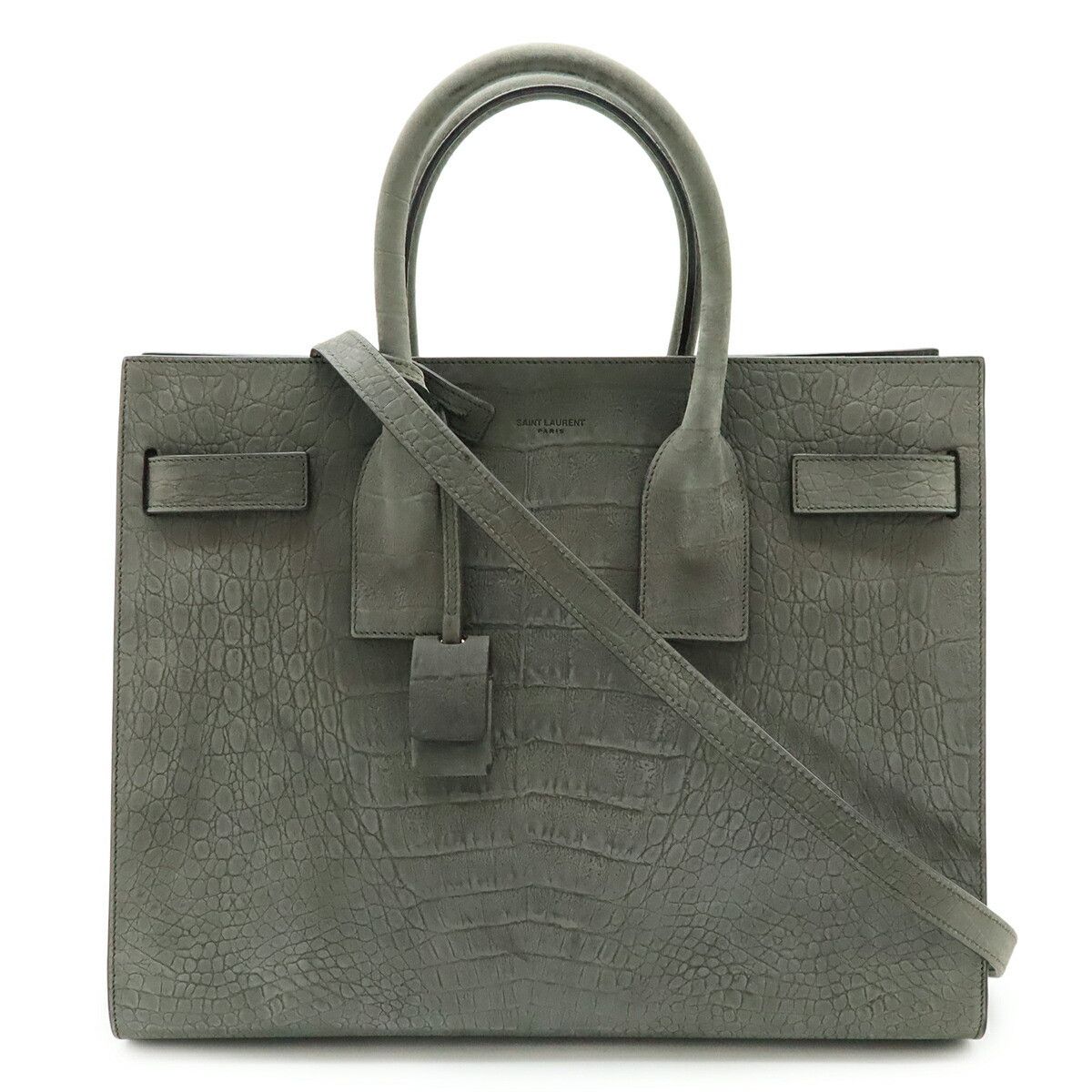 Yves Saint Laurent Yves Saint Laurent Saint Laurent Paris Sac de Jour Nubuck Crocodile Embossed 2way Bag Suede Handbag 378299 DUTY FREE for USA Size ONE SIZE - 1 Thumbnail