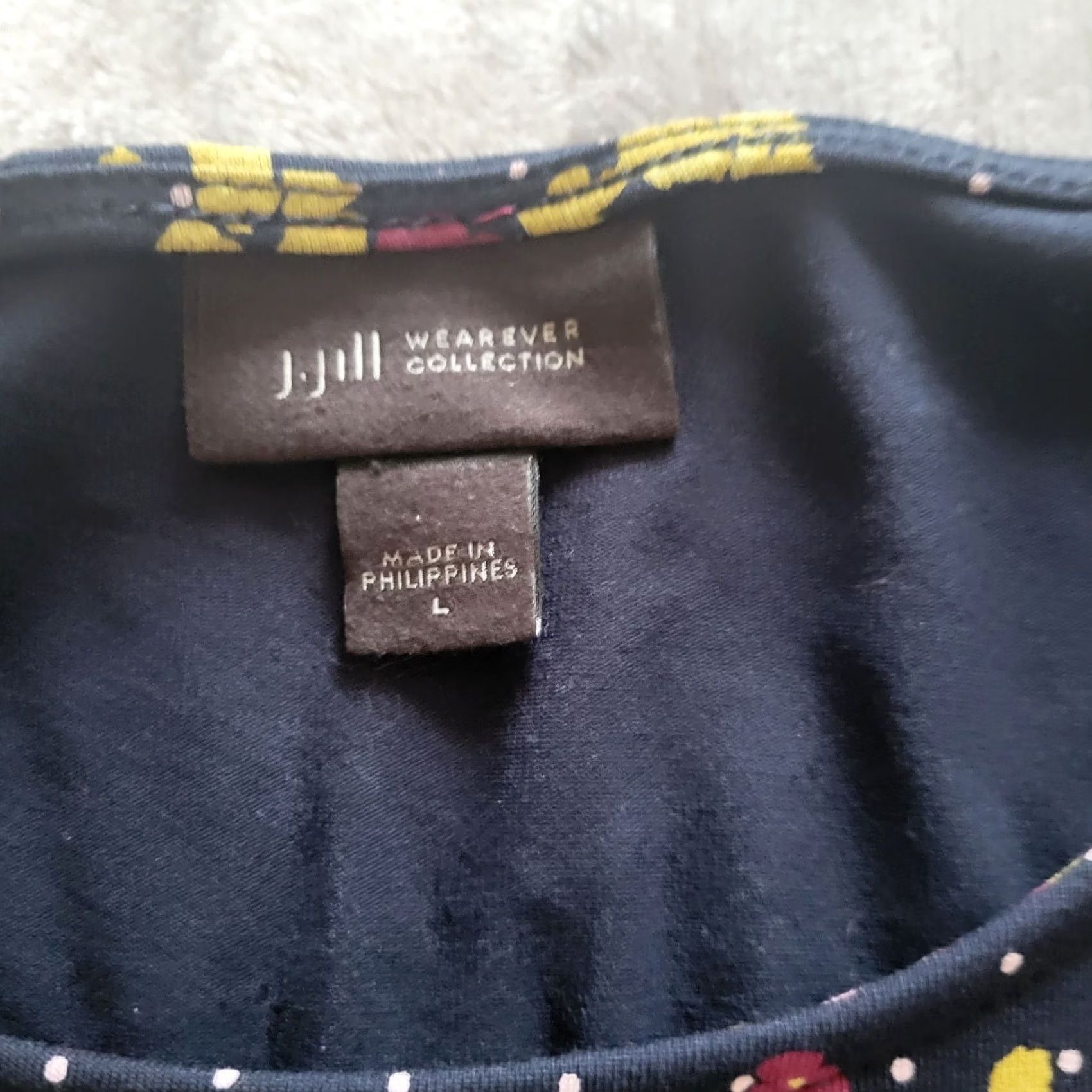 J. Jill J Jill Top Shirt Womens L Black Polka Dot Floral Short Sleeve Stretch Casual Blouse Size L / US 10 / IT 46 - 3 Thumbnail