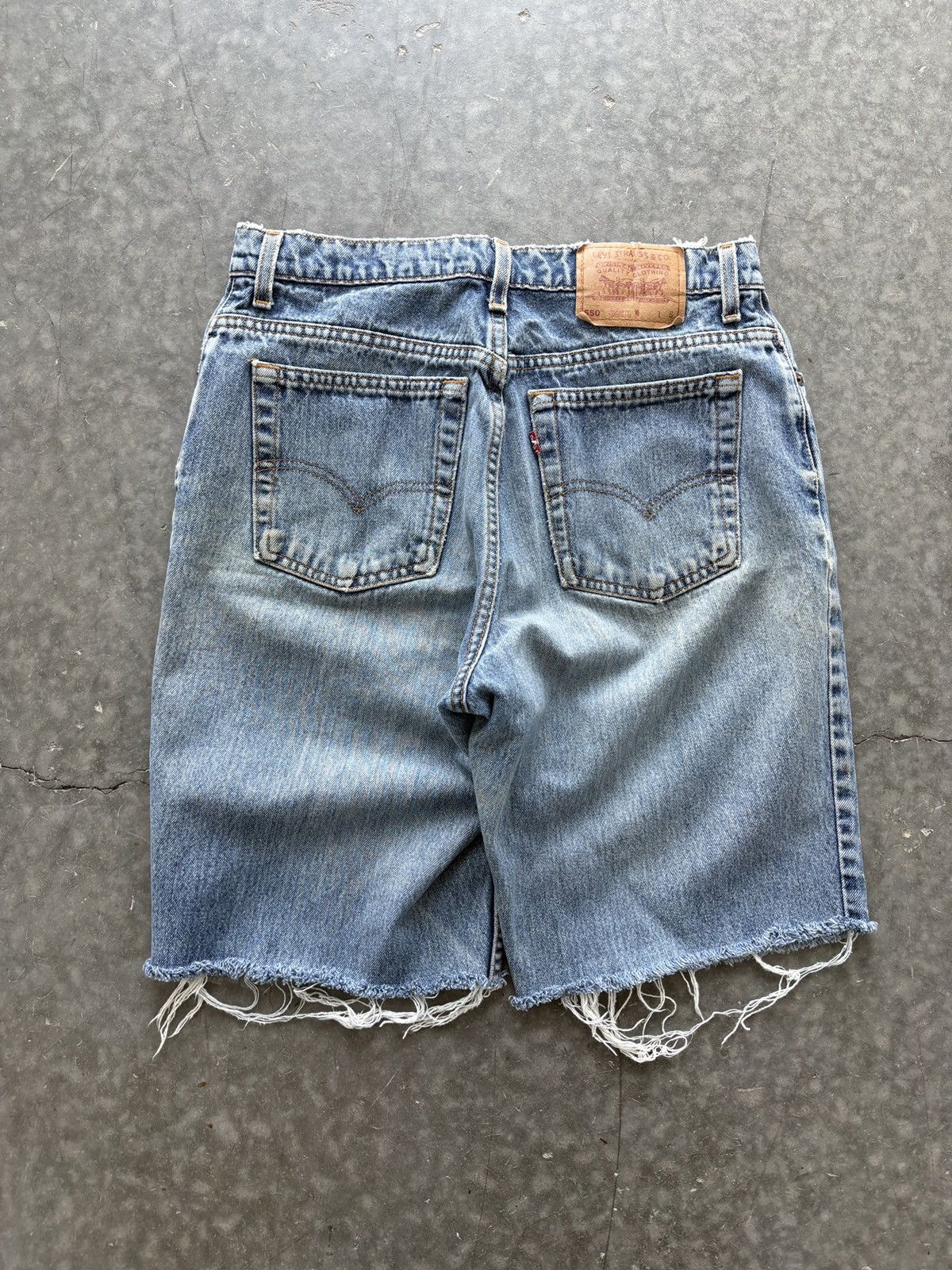 Levi's Vintage 90s Levis 550 Denim Shorts Baggy Distressed Skater Size US 31 - 6 Thumbnail