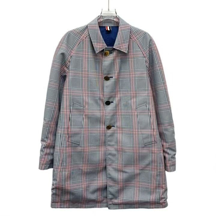 Thom Browne Thom Browne Blue Check Cotton Trench Coat Size US S / EU 44-46 / 1 - 3 Thumbnail