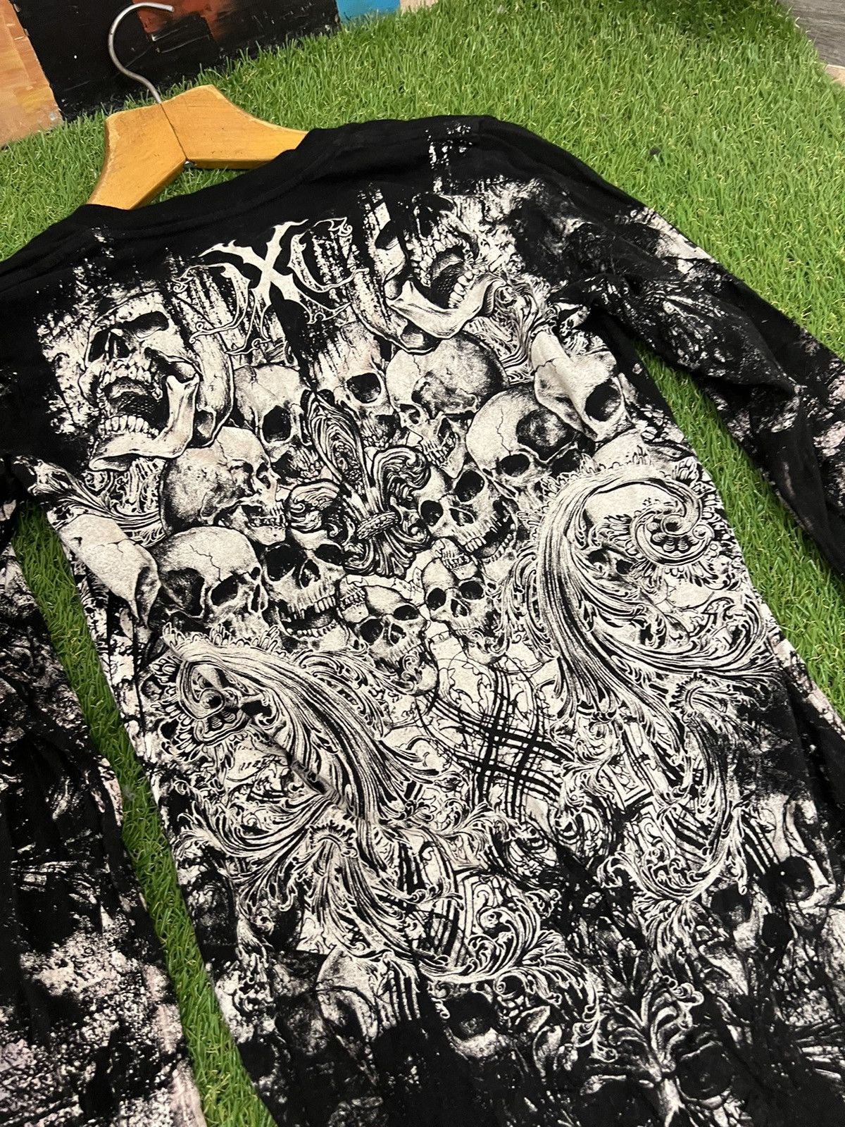 Affliction × Ed Hardy × Tapout Rare Wings Cross Thermal Longsleeve Y2K Affliction Style Size M / US 6-8 / IT 42-44 - 11 Thumbnail