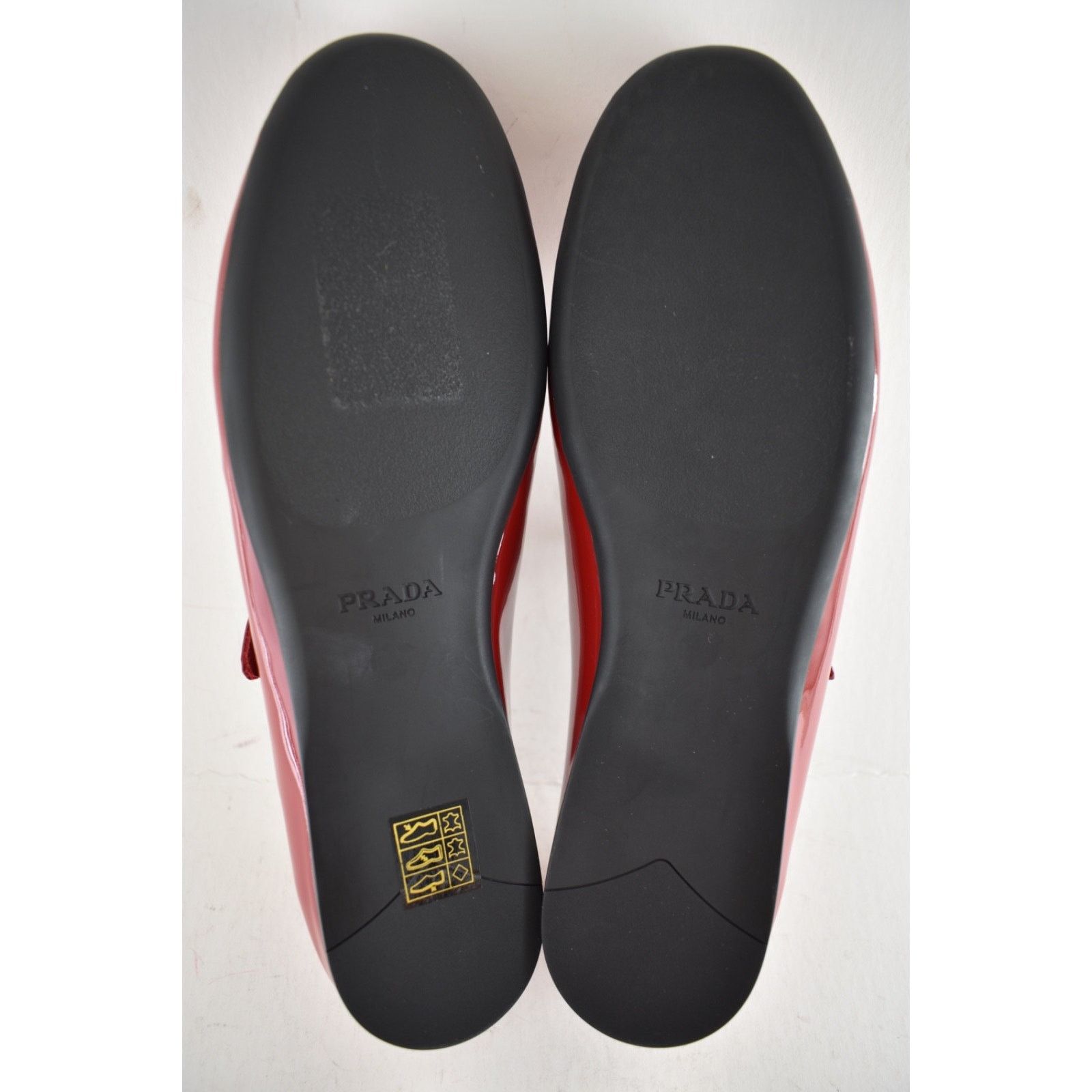 Prada Prada Cherry Red Patent Gold Triangle Logo Mary Jane Size US 8.5 / IT 38.5 - 16 Thumbnail