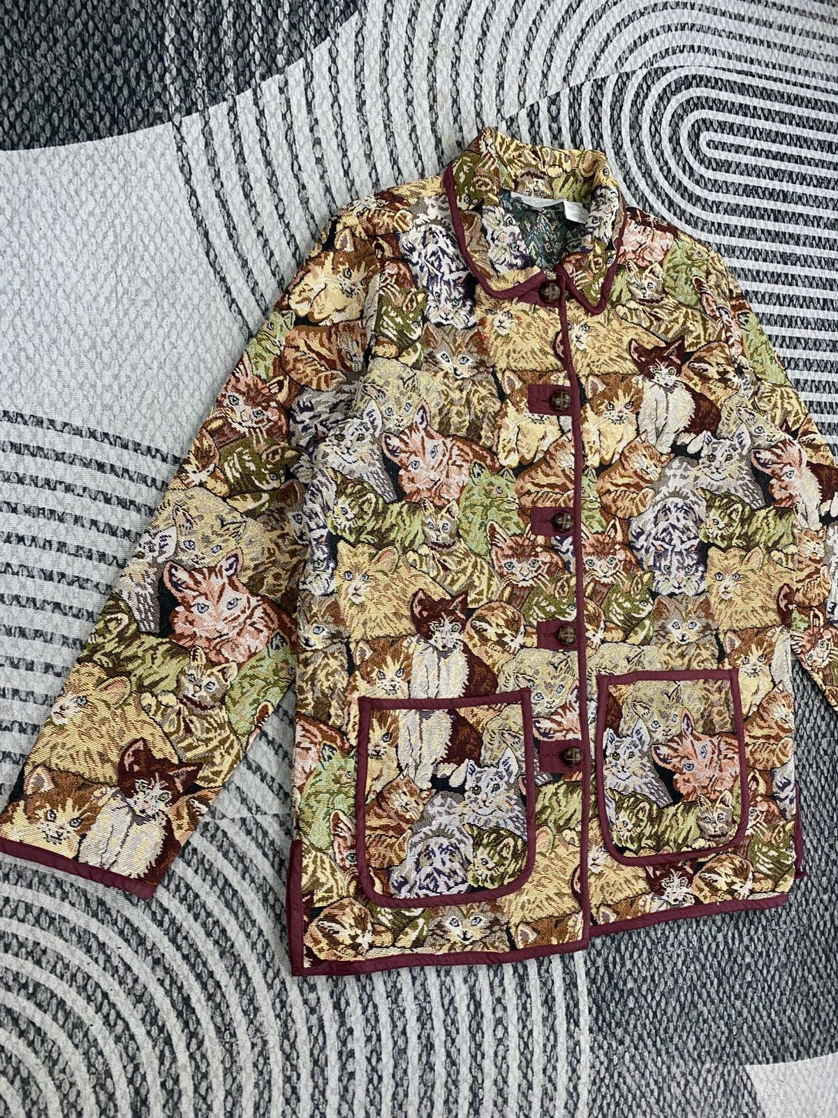 Japanese Brand Vtg Blair Kitten Allover Pattern Jacquard Tapestry Jacket Size US M / EU 48-50 / 2 - 3 Thumbnail
