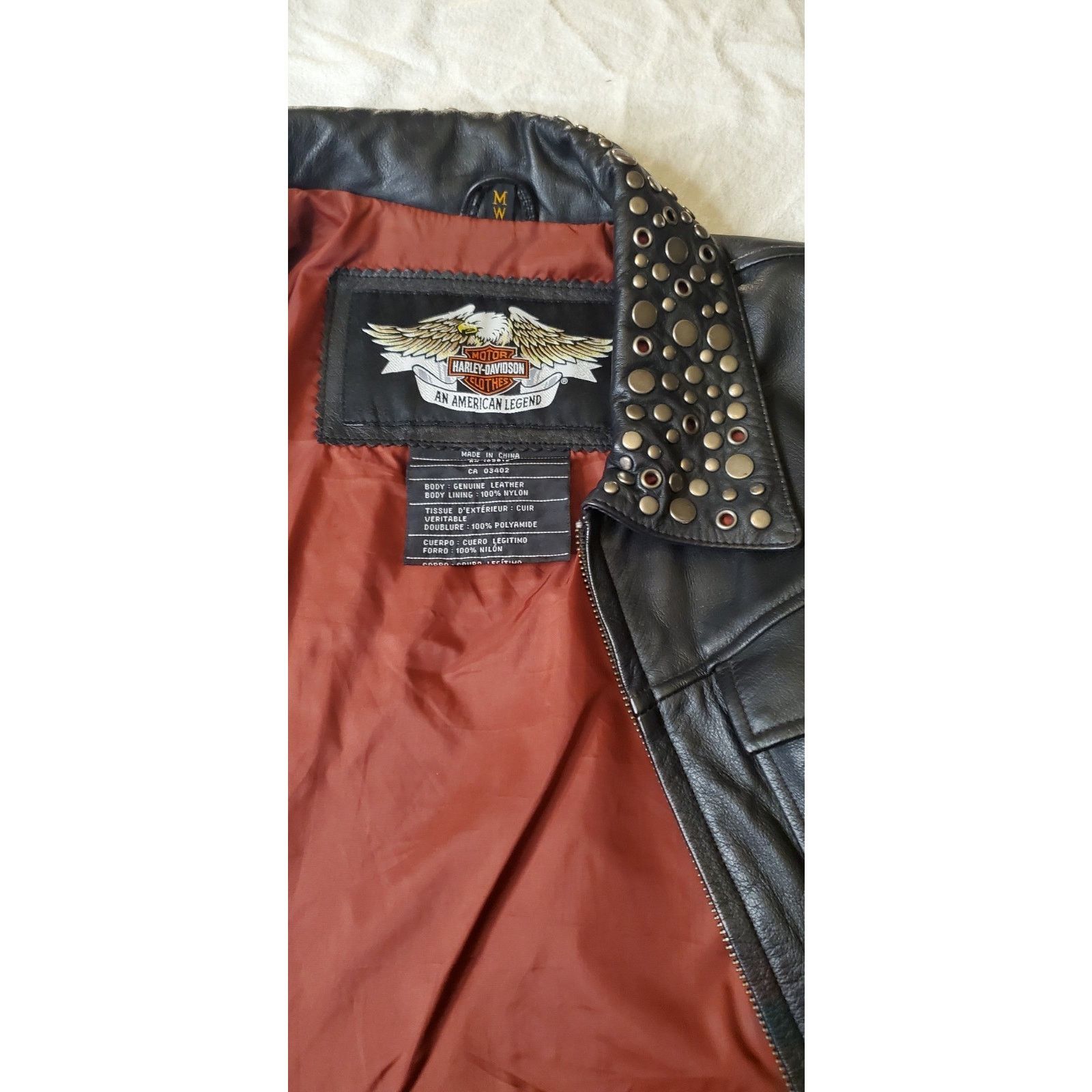 Harley Davidson Harley Davidson Womens Studded Leather Jacket M Black Biker Size M / US 6-8 / IT 42-44 - 3 Thumbnail