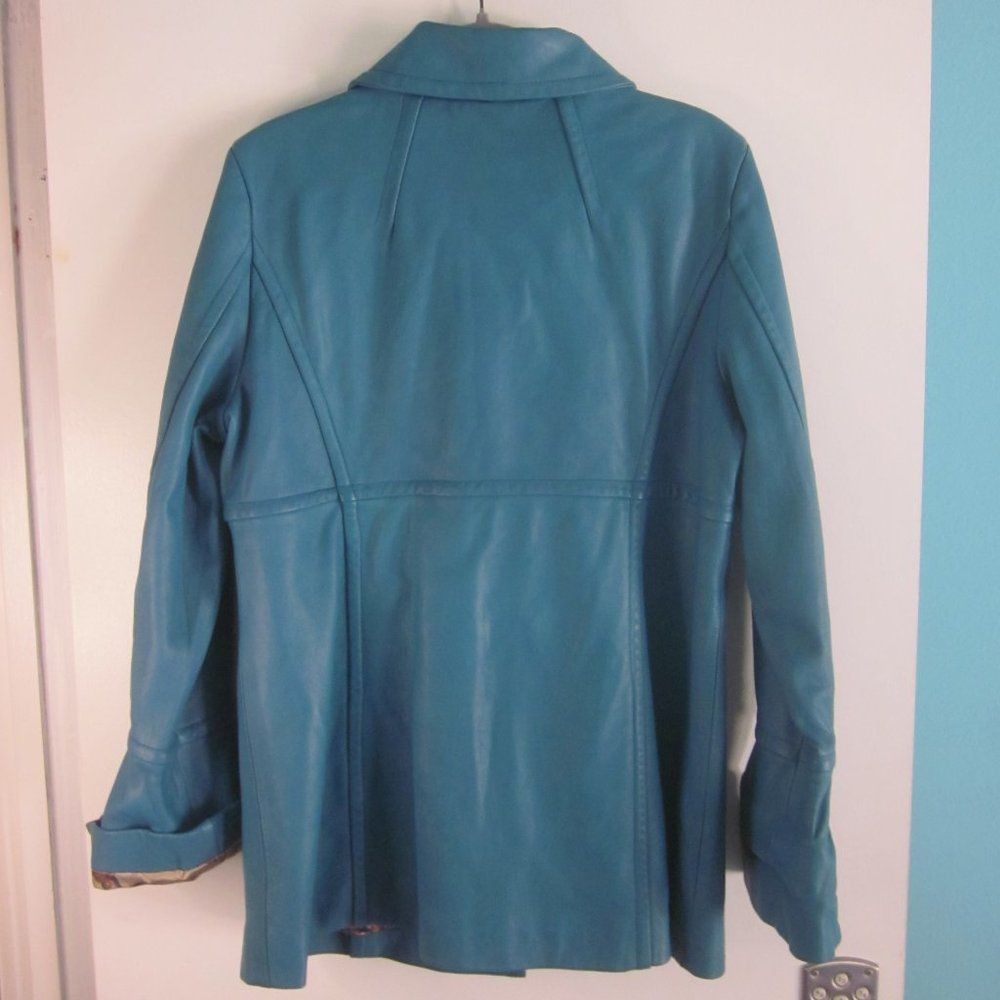 Excelled Excelled Teal Leather Coat Women Size M Size M / US 6-8 / IT 42-44 - 4 Thumbnail