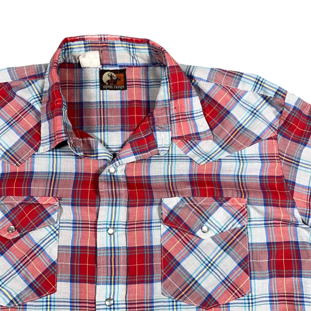 Vintage VINTAGE Open Range Western Shirt XL Adult Red Plaid Pearl Snap 90s Shirt Mens Size US XL / EU 56 / 4 - 2 Thumbnail