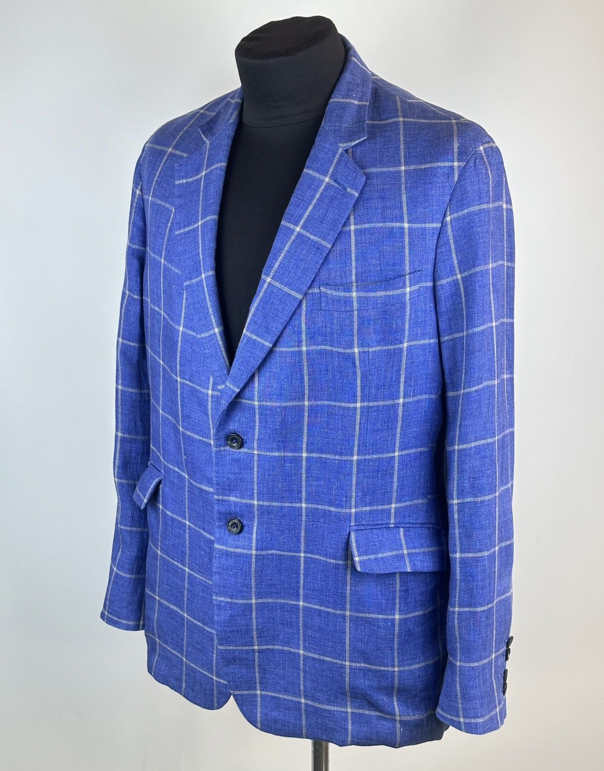 Hackett Hackett Mayfair Linen Blazer Jacket Blue Check 46R / 56R Size 46R - 2 Thumbnail