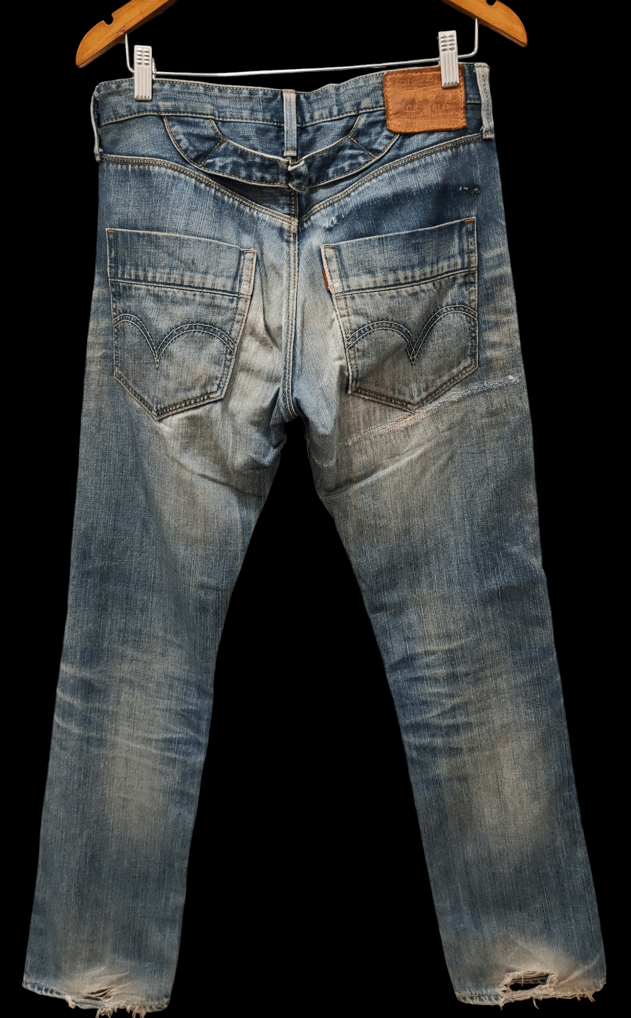 Levi's 💥 Flared Levi's 522 Buckle Back Distressed💥 Size US 32 / EU 48 - 4 Thumbnail