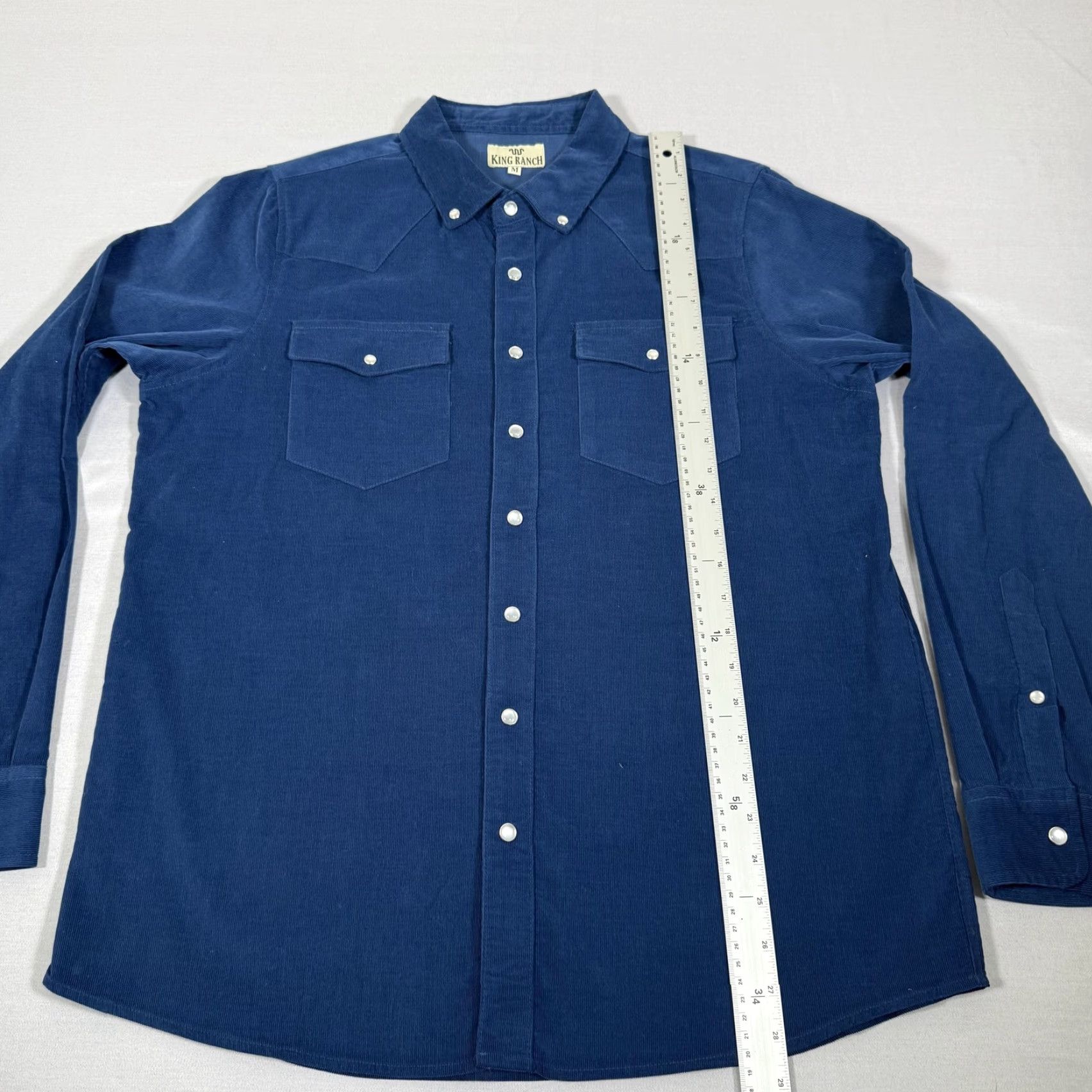 Vintage King Ranch Shirt Mens Medium Blue Corduroy Pearl Snap Western Cowboy Long Sleeve Size US M / EU 48-50 / 2 - 7 Thumbnail