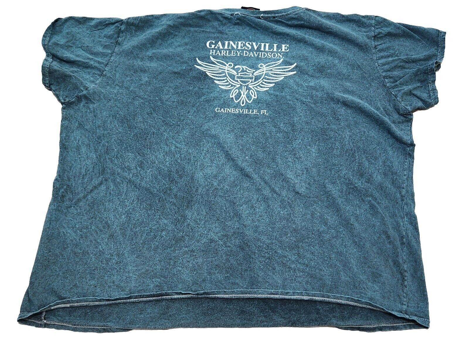 Designer Harley Davidson Shirt 2x Plus Blue Heathered Rhinestones Size ONE SIZE - 2 Thumbnail