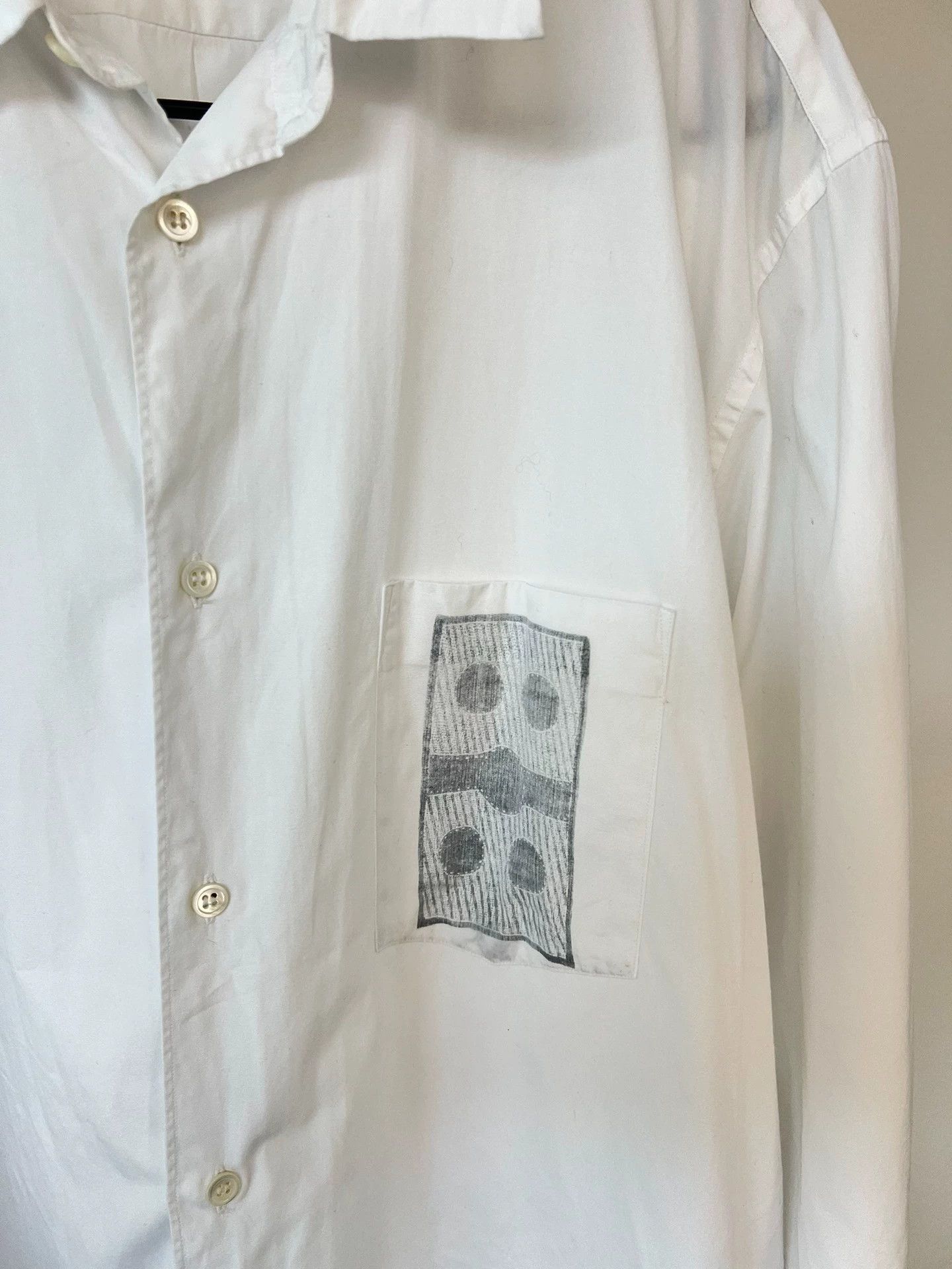 Comme des Garcons CDG Homme Plus Oversized Printed White Shirt Size US L / EU 52-54 / 3 - 4 Thumbnail